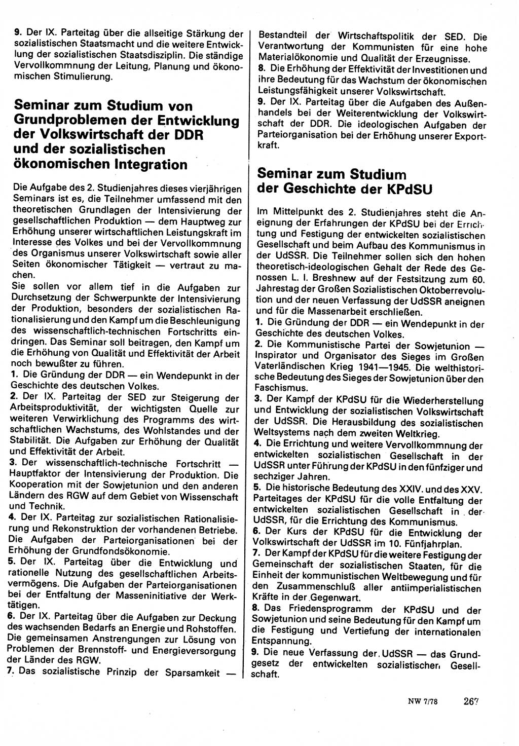 Neuer Weg (NW), Organ des Zentralkomitees (ZK) der SED (Sozialistische Einheitspartei Deutschlands) für Fragen des Parteilebens, 33. Jahrgang [Deutsche Demokratische Republik (DDR)] 1978, Seite 267 (NW ZK SED DDR 1978, S. 267)