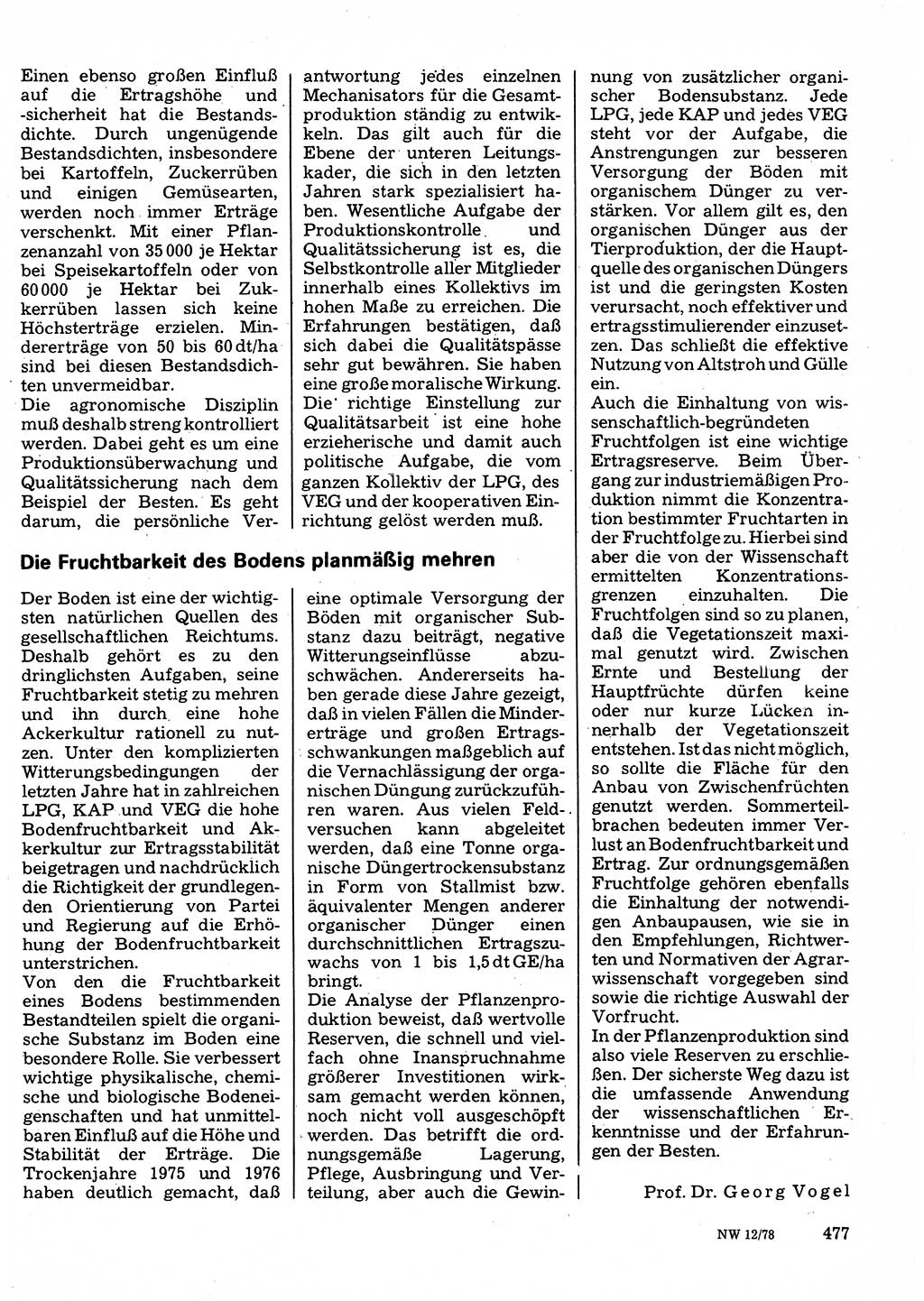 Neuer Weg (NW), Organ des Zentralkomitees (ZK) der SED (Sozialistische Einheitspartei Deutschlands) für Fragen des Parteilebens, 33. Jahrgang [Deutsche Demokratische Republik (DDR)] 1978, Seite 477 (NW ZK SED DDR 1978, S. 477)