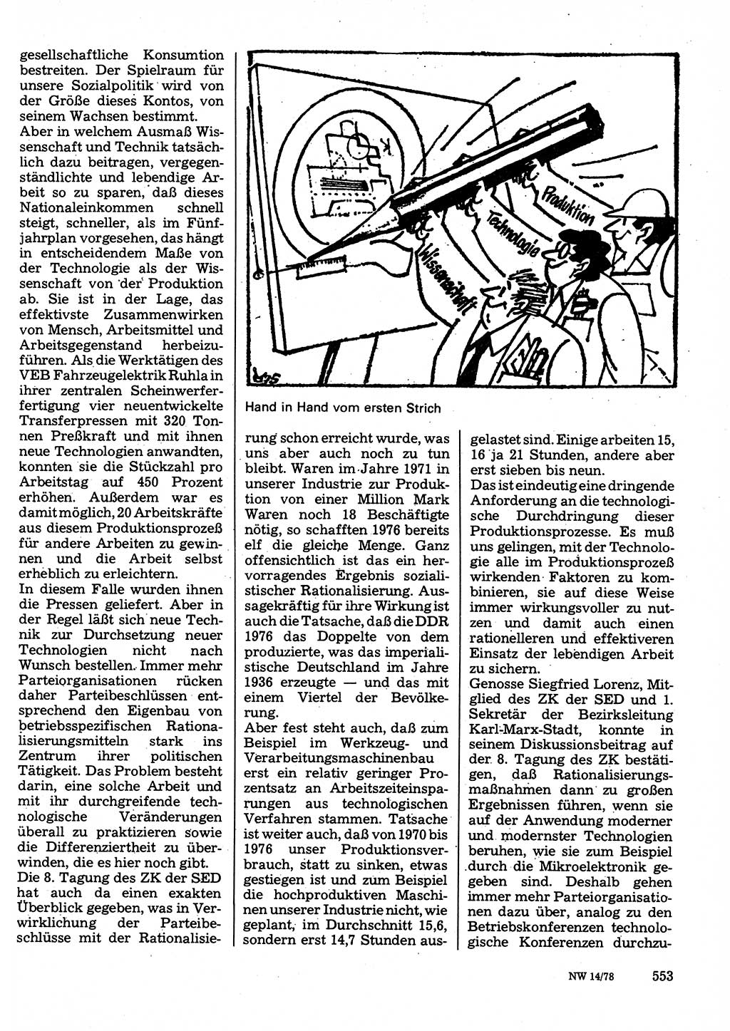 Neuer Weg (NW), Organ des Zentralkomitees (ZK) der SED (Sozialistische Einheitspartei Deutschlands) für Fragen des Parteilebens, 33. Jahrgang [Deutsche Demokratische Republik (DDR)] 1978, Seite 553 (NW ZK SED DDR 1978, S. 553)