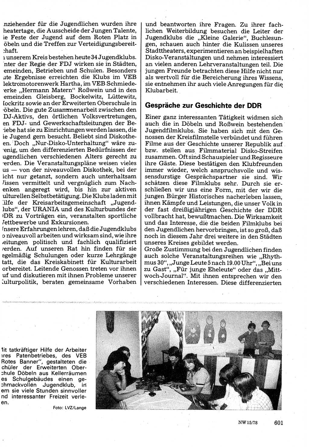 Neuer Weg (NW), Organ des Zentralkomitees (ZK) der SED (Sozialistische Einheitspartei Deutschlands) für Fragen des Parteilebens, 33. Jahrgang [Deutsche Demokratische Republik (DDR)] 1978, Seite 601 (NW ZK SED DDR 1978, S. 601)