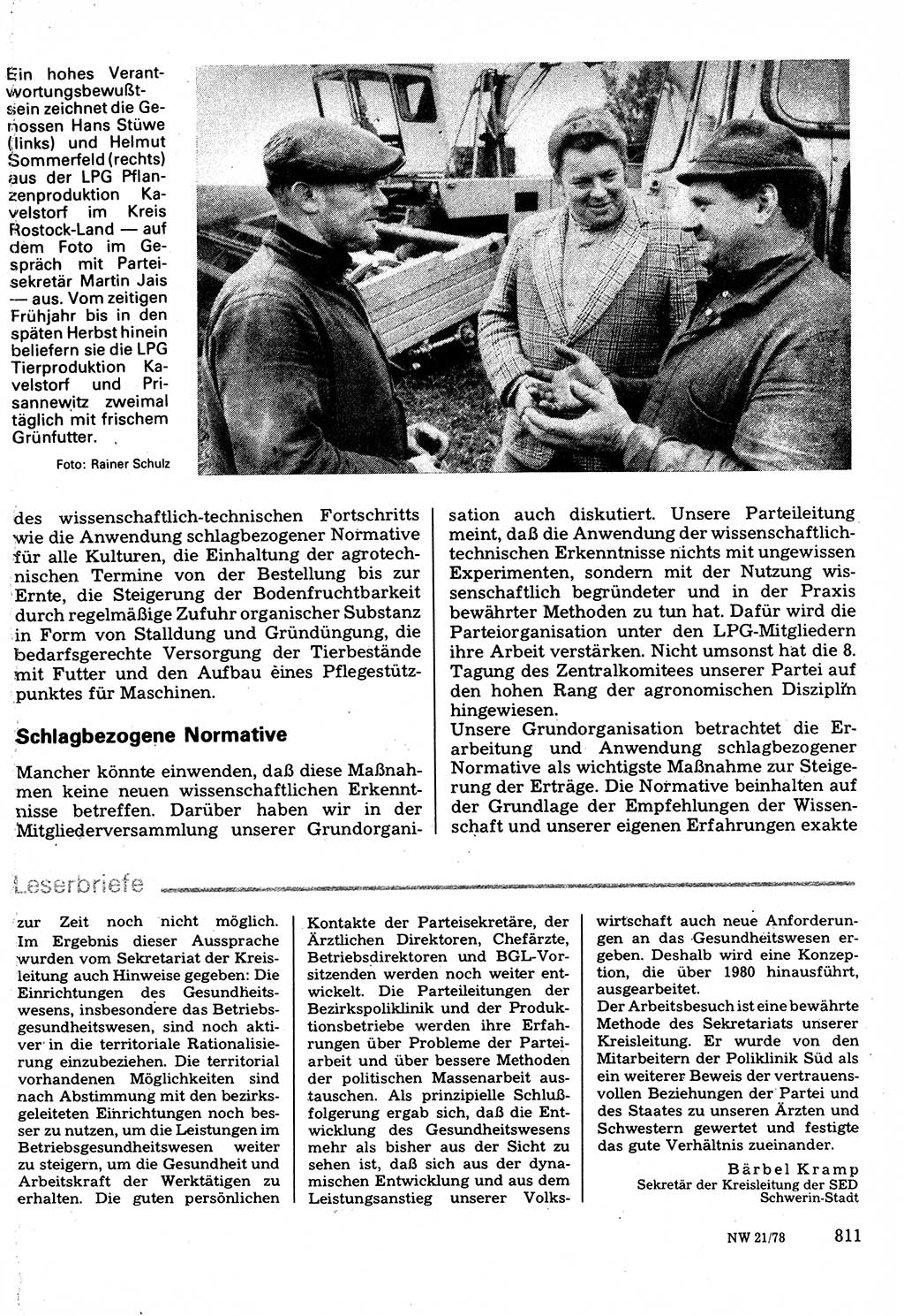 Neuer Weg (NW), Organ des Zentralkomitees (ZK) der SED (Sozialistische Einheitspartei Deutschlands) für Fragen des Parteilebens, 33. Jahrgang [Deutsche Demokratische Republik (DDR)] 1978, Seite 811 (NW ZK SED DDR 1978, S. 811)