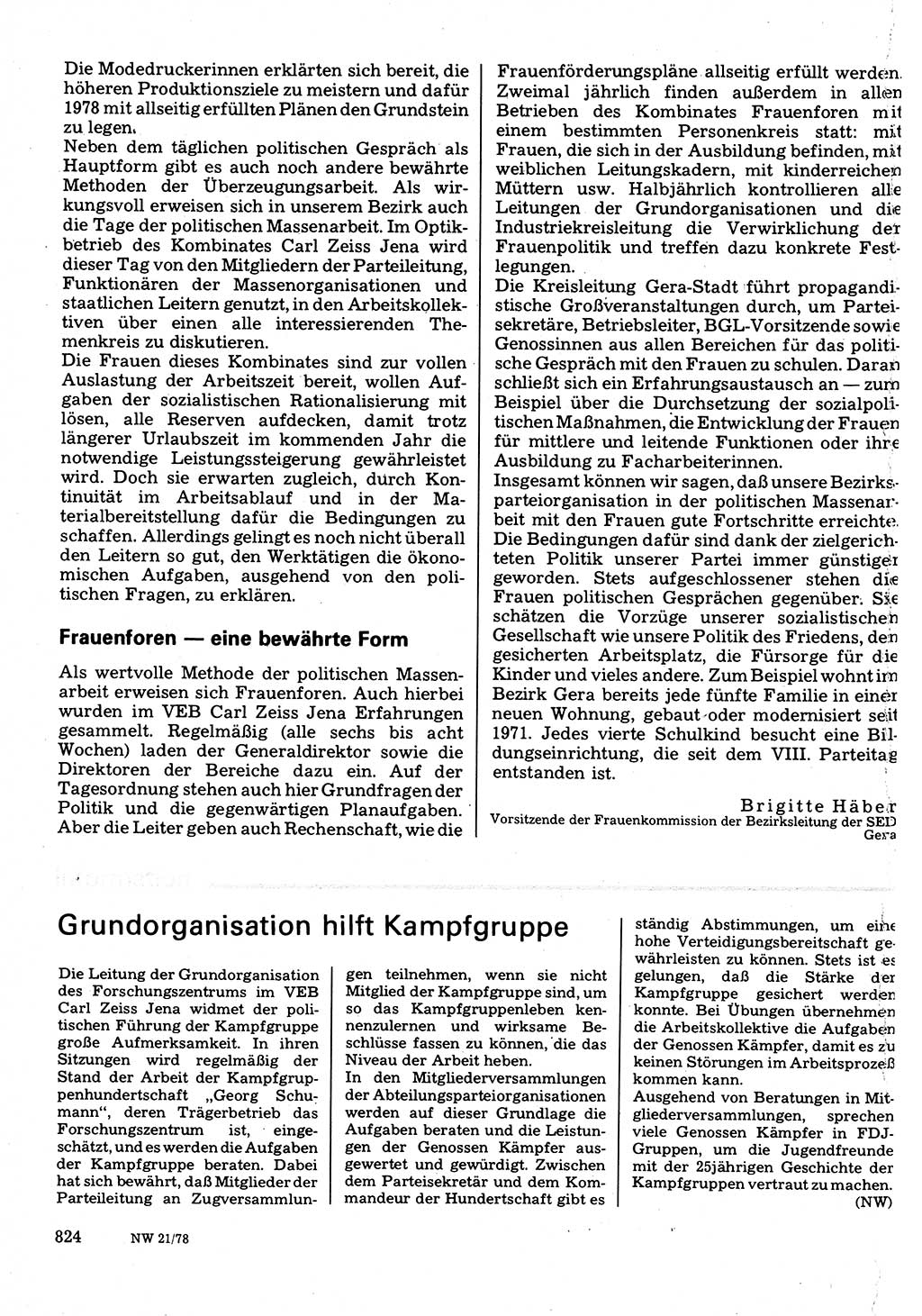 Neuer Weg (NW), Organ des Zentralkomitees (ZK) der SED (Sozialistische Einheitspartei Deutschlands) für Fragen des Parteilebens, 33. Jahrgang [Deutsche Demokratische Republik (DDR)] 1978, Seite 824 (NW ZK SED DDR 1978, S. 824)