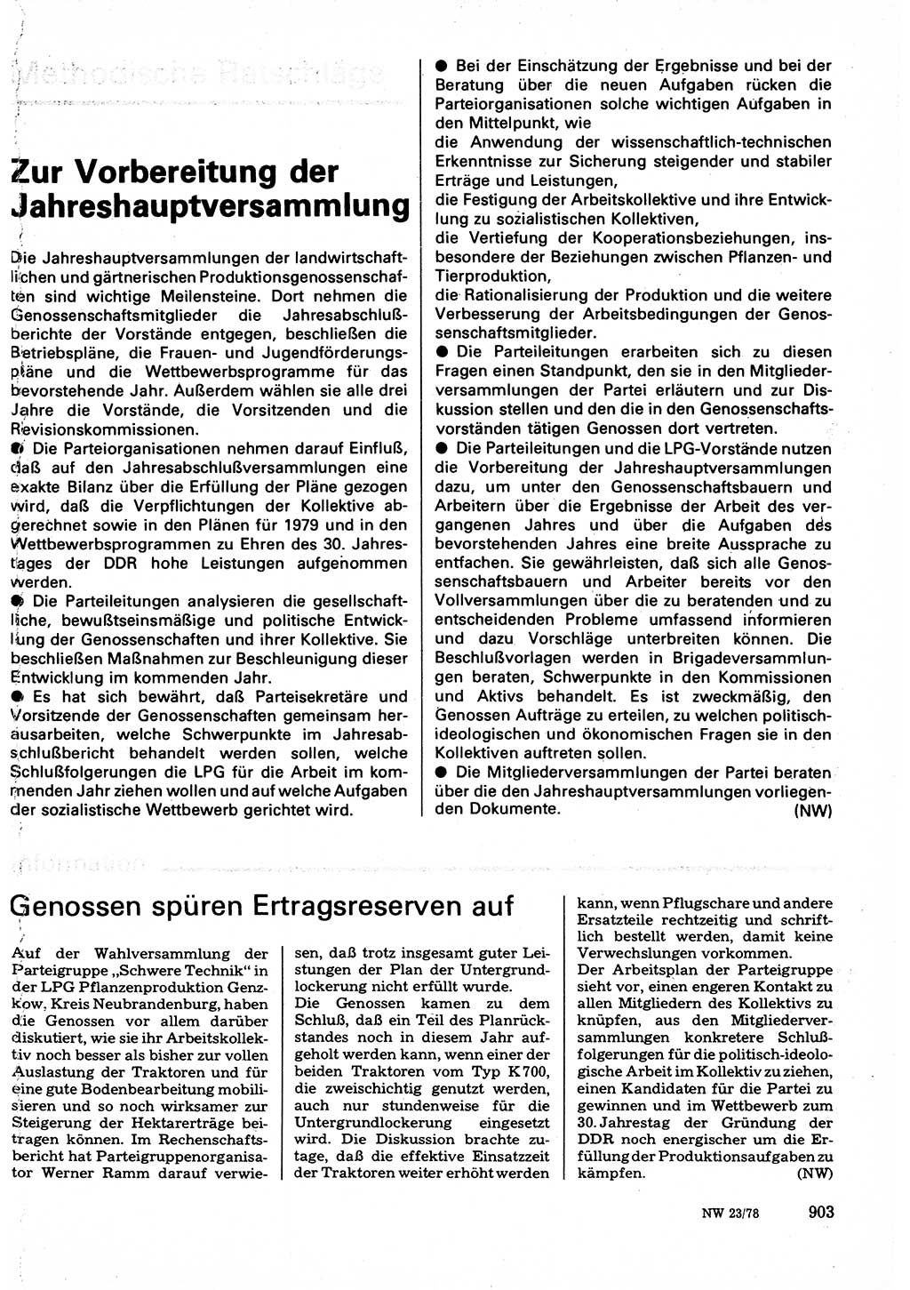 Neuer Weg (NW), Organ des Zentralkomitees (ZK) der SED (Sozialistische Einheitspartei Deutschlands) für Fragen des Parteilebens, 33. Jahrgang [Deutsche Demokratische Republik (DDR)] 1978, Seite 903 (NW ZK SED DDR 1978, S. 903)