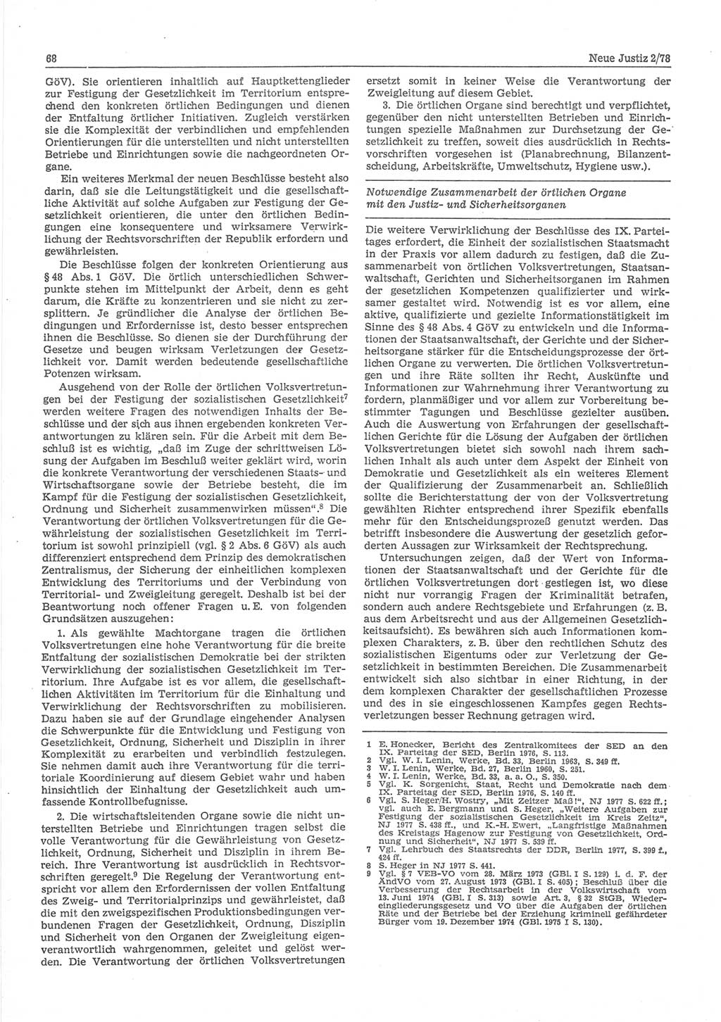 Neue Justiz (NJ), Zeitschrift für sozialistisches Recht und Gesetzlichkeit [Deutsche Demokratische Republik (DDR)], 32. Jahrgang 1978, Seite 68 (NJ DDR 1978, S. 68)