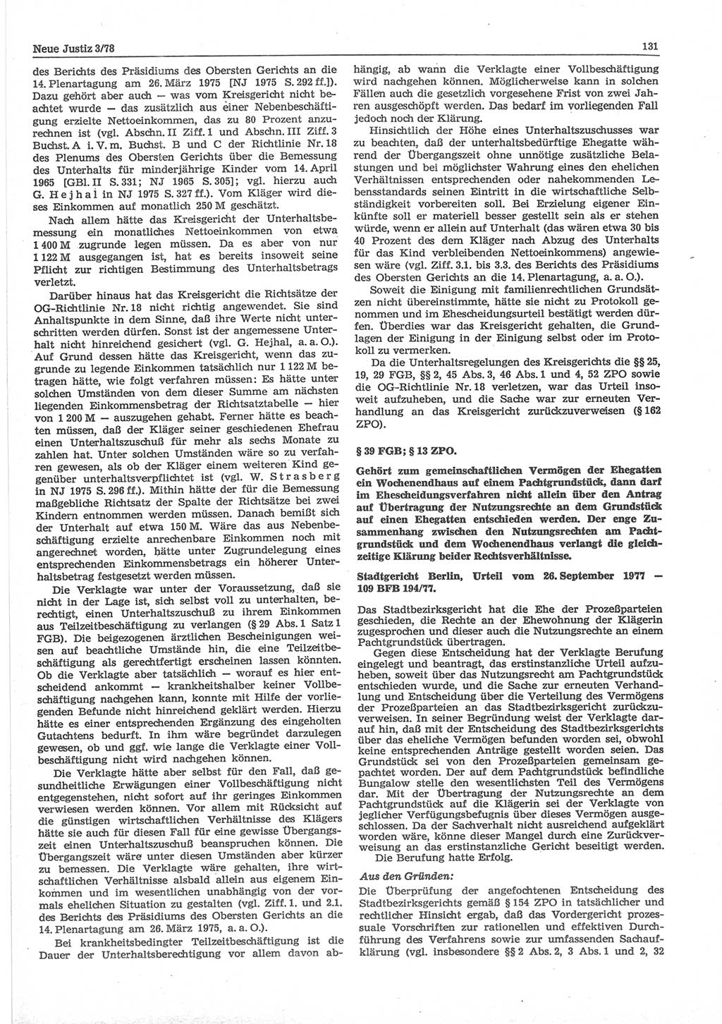 Neue Justiz (NJ), Zeitschrift für sozialistisches Recht und Gesetzlichkeit [Deutsche Demokratische Republik (DDR)], 32. Jahrgang 1978, Seite 131 (NJ DDR 1978, S. 131)