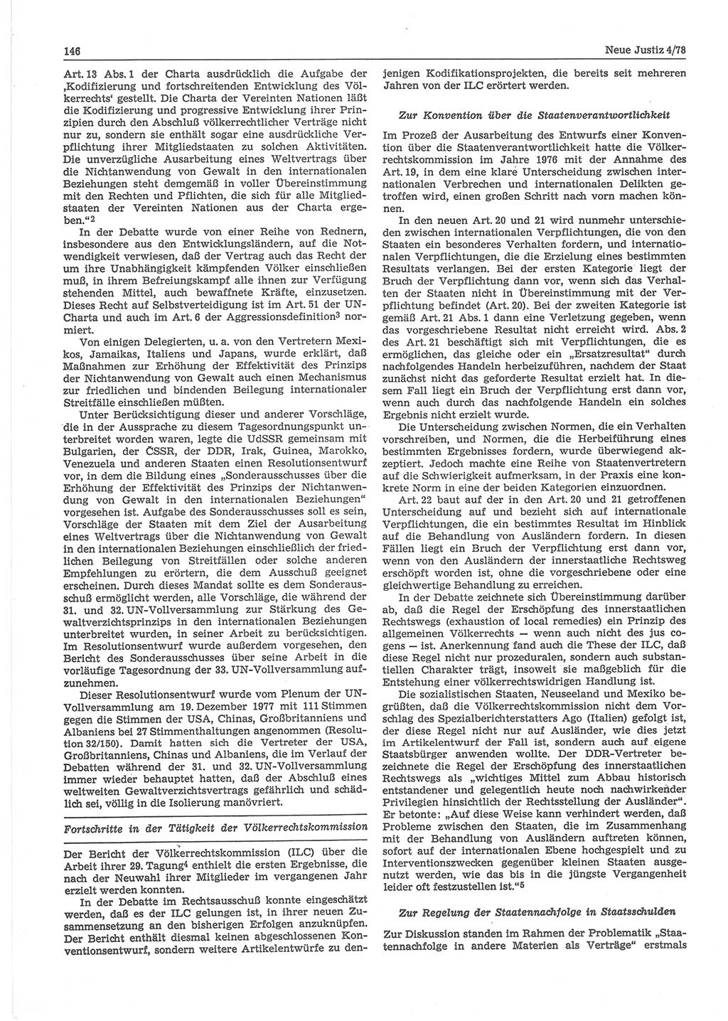 Neue Justiz (NJ), Zeitschrift für sozialistisches Recht und Gesetzlichkeit [Deutsche Demokratische Republik (DDR)], 32. Jahrgang 1978, Seite 146 (NJ DDR 1978, S. 146)