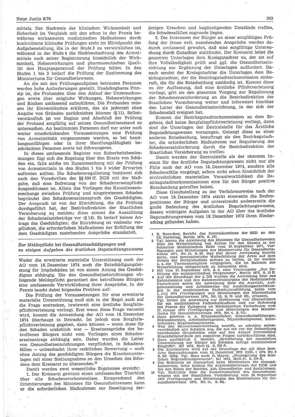 Neue Justiz (NJ), Zeitschrift für sozialistisches Recht und Gesetzlichkeit [Deutsche Demokratische Republik (DDR)], 32. Jahrgang 1978, Seite 263 (NJ DDR 1978, S. 263)