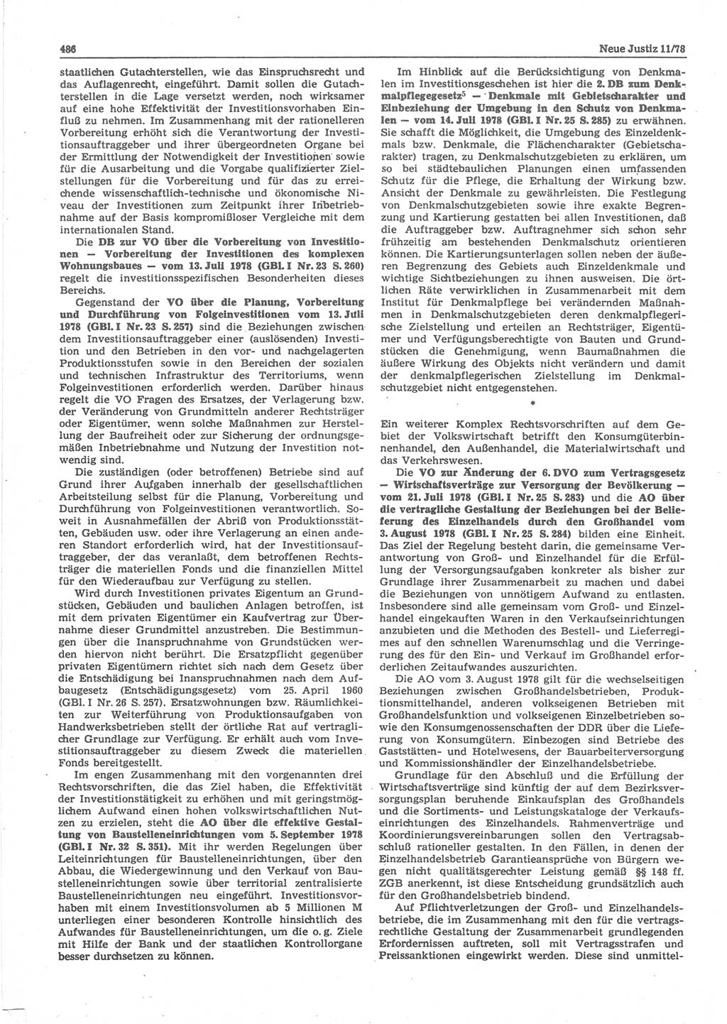 Neue Justiz (NJ), Zeitschrift für sozialistisches Recht und Gesetzlichkeit [Deutsche Demokratische Republik (DDR)], 32. Jahrgang 1978, Seite 486 (NJ DDR 1978, S. 486)