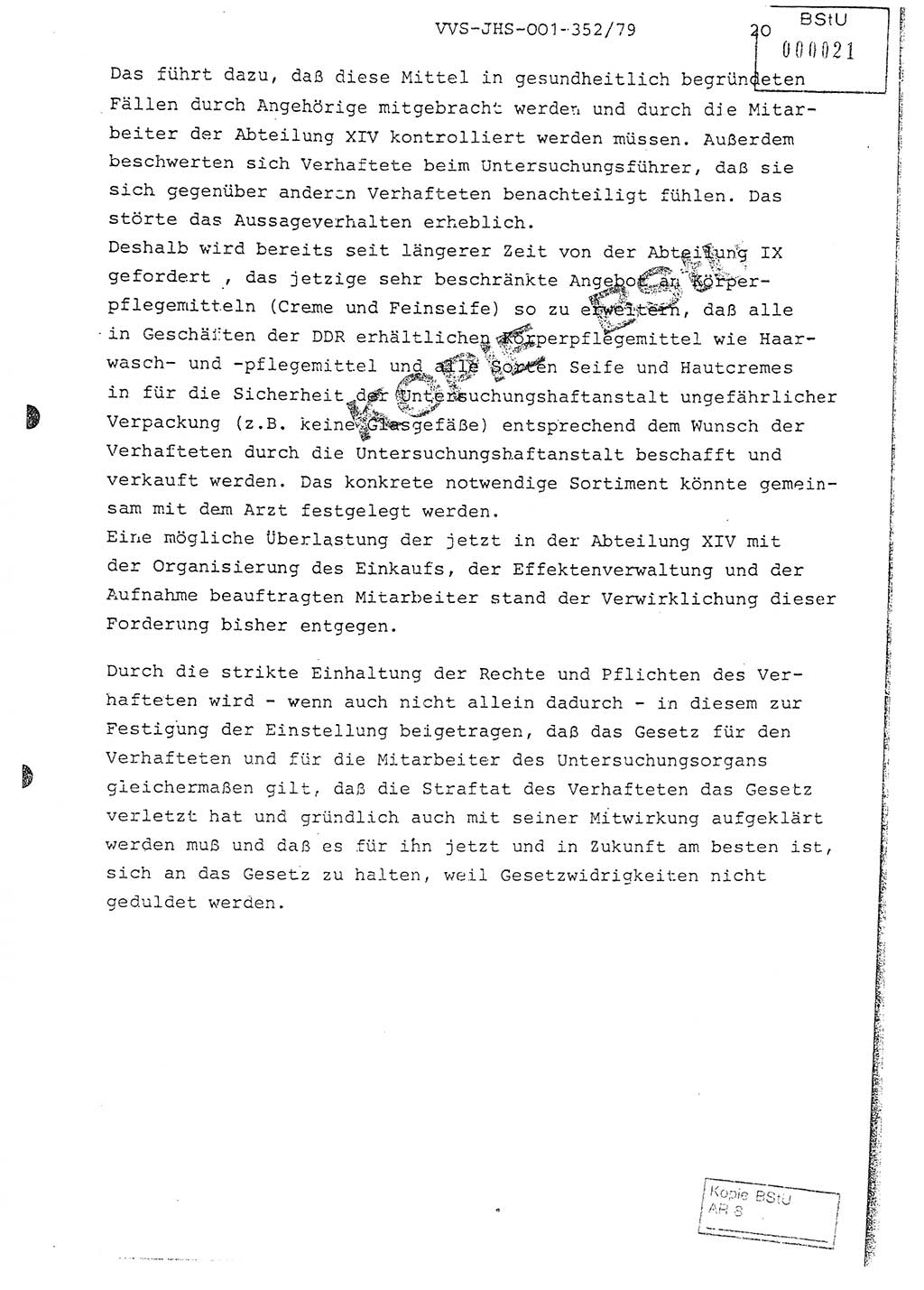 Diplomarbeit Hauptmann Peter Wittum (BV Bln. Abt. HA Ⅸ), Ministerium für Staatssicherheit (MfS) [Deutsche Demokratische Republik (DDR)], Juristische Hochschule (JHS), Vertrauliche Verschlußsache (VVS) o001-352/79, Potsdam 1979, Seite 20 (Dipl.-Arb. MfS DDR JHS VVS o001-352/79 1979, S. 20)