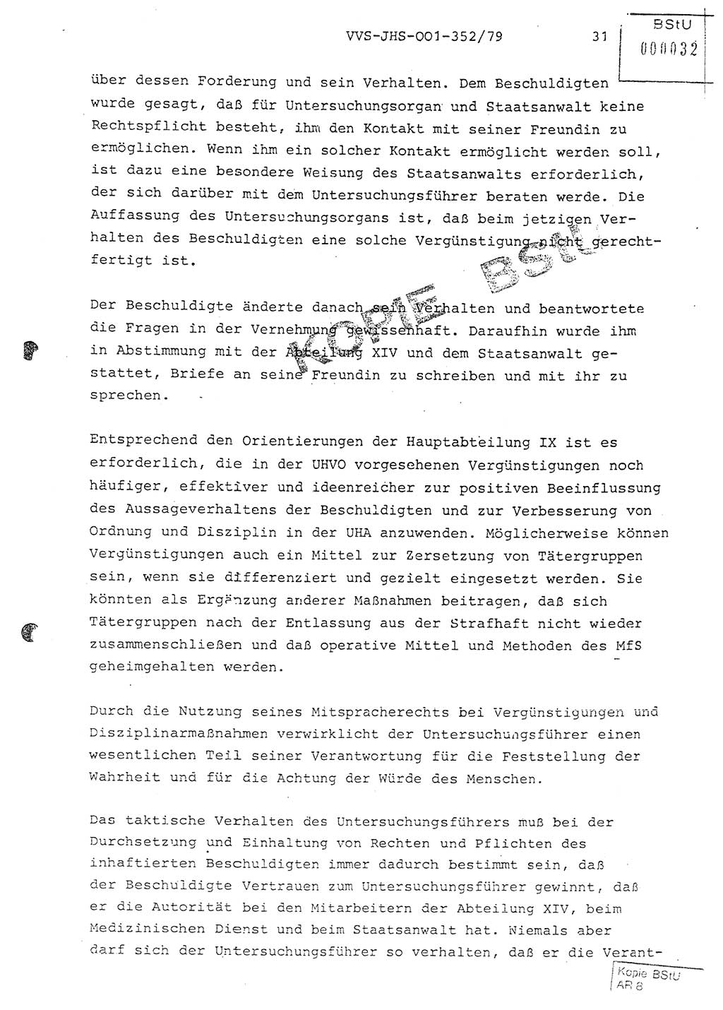 Diplomarbeit Hauptmann Peter Wittum (BV Bln. Abt. HA Ⅸ), Ministerium für Staatssicherheit (MfS) [Deutsche Demokratische Republik (DDR)], Juristische Hochschule (JHS), Vertrauliche Verschlußsache (VVS) o001-352/79, Potsdam 1979, Seite 31 (Dipl.-Arb. MfS DDR JHS VVS o001-352/79 1979, S. 31)