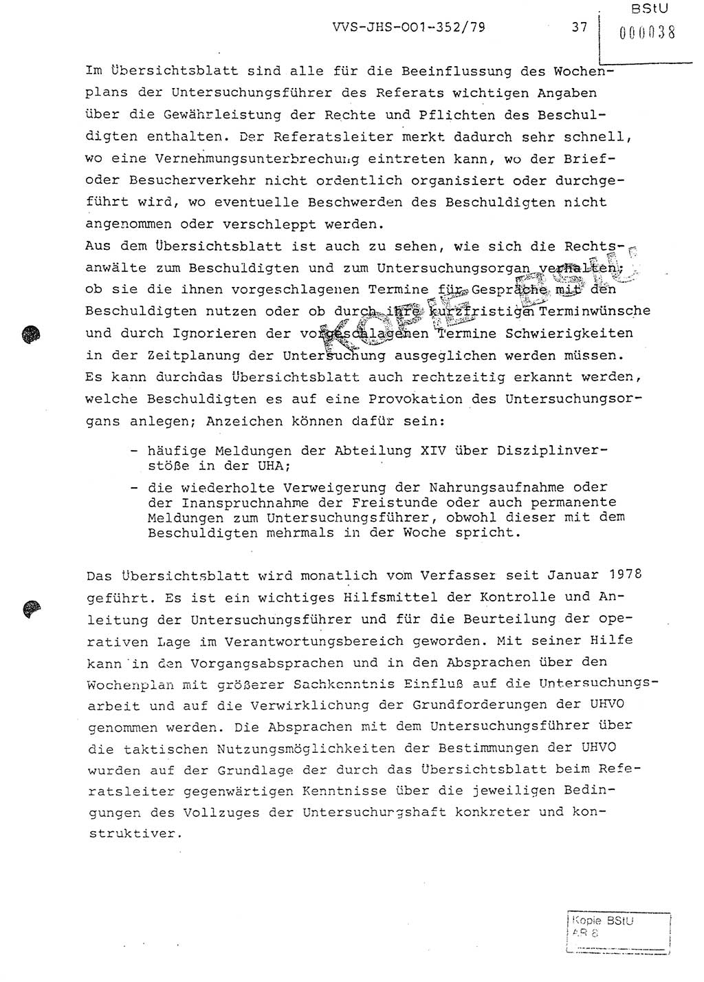 Diplomarbeit Hauptmann Peter Wittum (BV Bln. Abt. HA Ⅸ), Ministerium für Staatssicherheit (MfS) [Deutsche Demokratische Republik (DDR)], Juristische Hochschule (JHS), Vertrauliche Verschlußsache (VVS) o001-352/79, Potsdam 1979, Seite 37 (Dipl.-Arb. MfS DDR JHS VVS o001-352/79 1979, S. 37)
