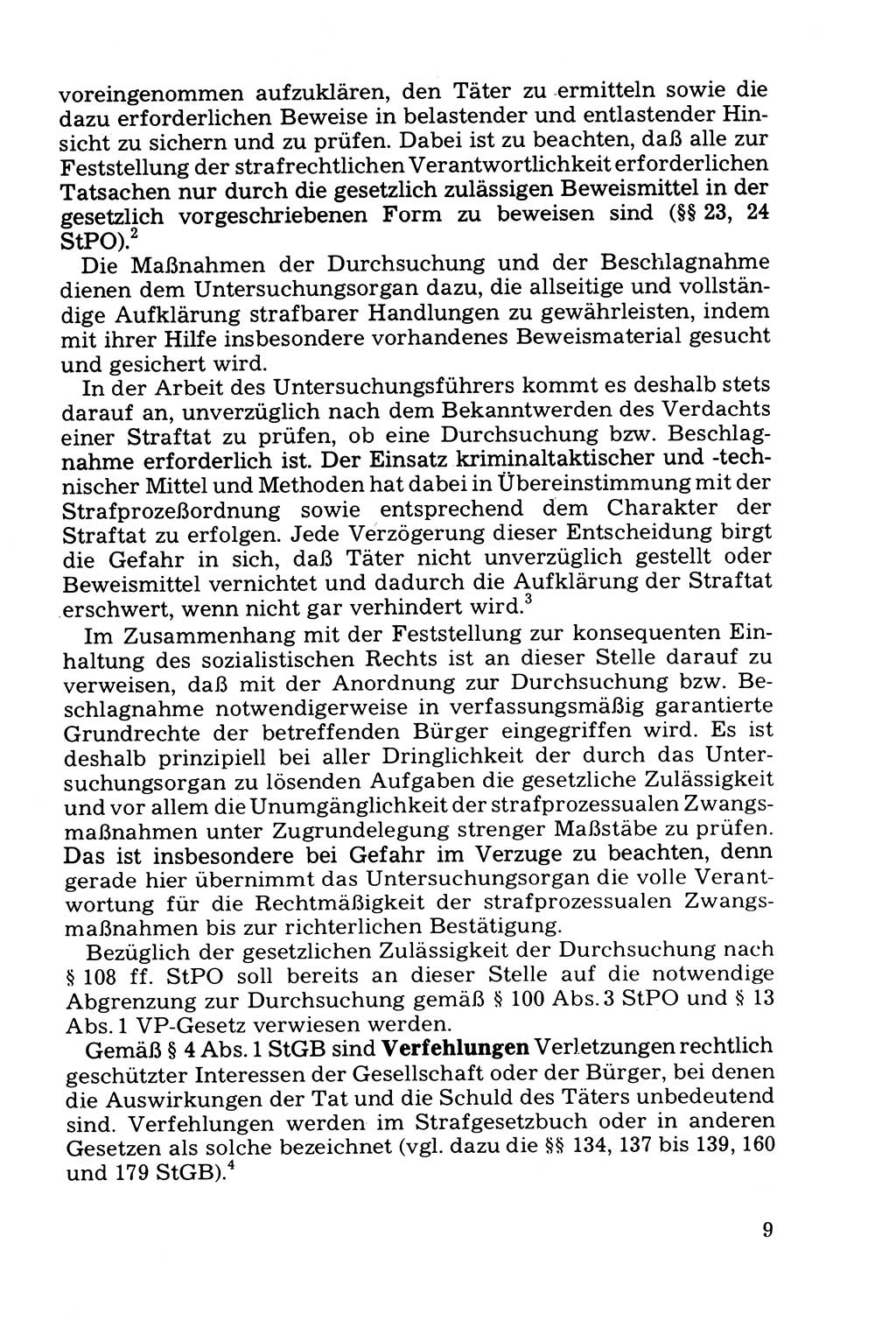 Die Durchsuchung und die Beschlagnahme [Deutsche Demokratische Republik (DDR)] 1979, Seite 9 (Durchs. Beschl. DDR 1979, S. 9)