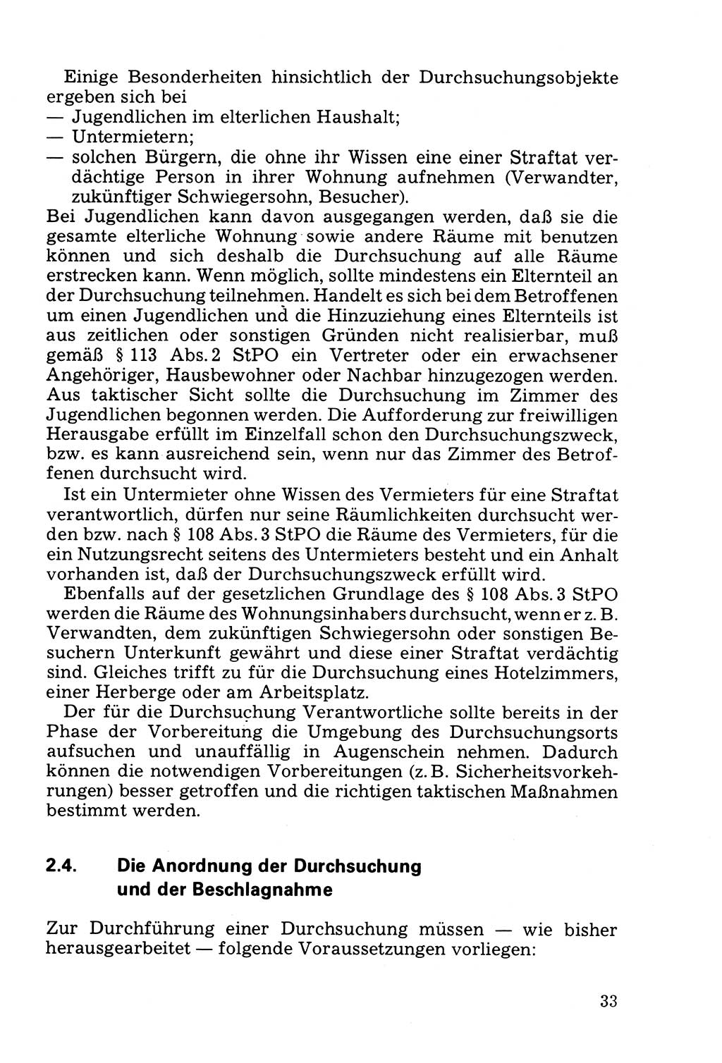 Die Durchsuchung und die Beschlagnahme [Deutsche Demokratische Republik (DDR)] 1979, Seite 33 (Durchs. Beschl. DDR 1979, S. 33)