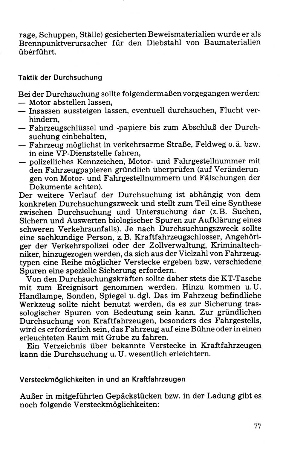 Die Durchsuchung und die Beschlagnahme [Deutsche Demokratische Republik (DDR)] 1979, Seite 77 (Durchs. Beschl. DDR 1979, S. 77)