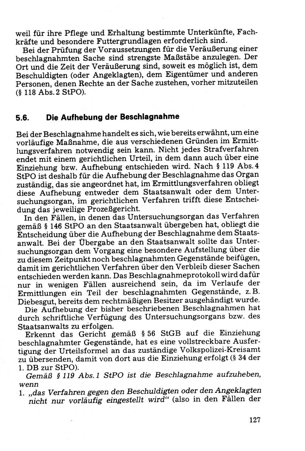 Die Durchsuchung und die Beschlagnahme [Deutsche Demokratische Republik (DDR)] 1979, Seite 127 (Durchs. Beschl. DDR 1979, S. 127)