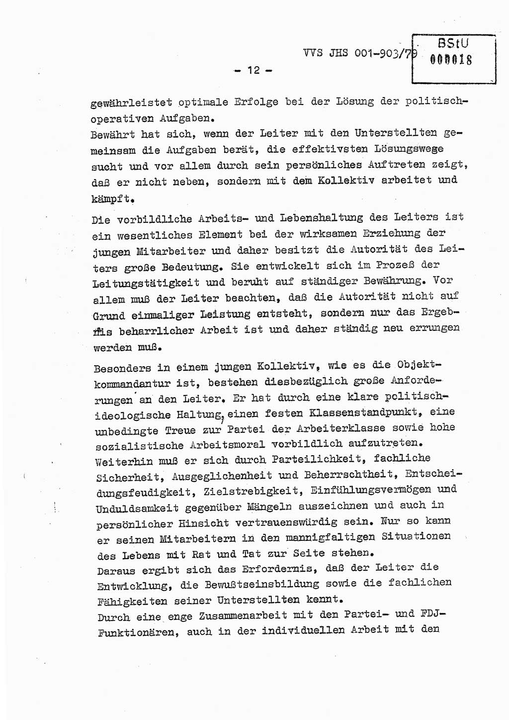 Fachschulabschlußarbeit Oberleutnant Jochen Pfeffer (HA Ⅸ/AGL), Ministerium für Staatssicherheit (MfS) [Deutsche Demokratische Republik (DDR)], Juristische Hochschule (JHS), Vertrauliche Verschlußsache (VVS) 001-903/79, Potsdam 1979, Seite 12 (FS-Abschl.-Arb. MfS DDR JHS VVS 001-903/79 1979, S. 12)