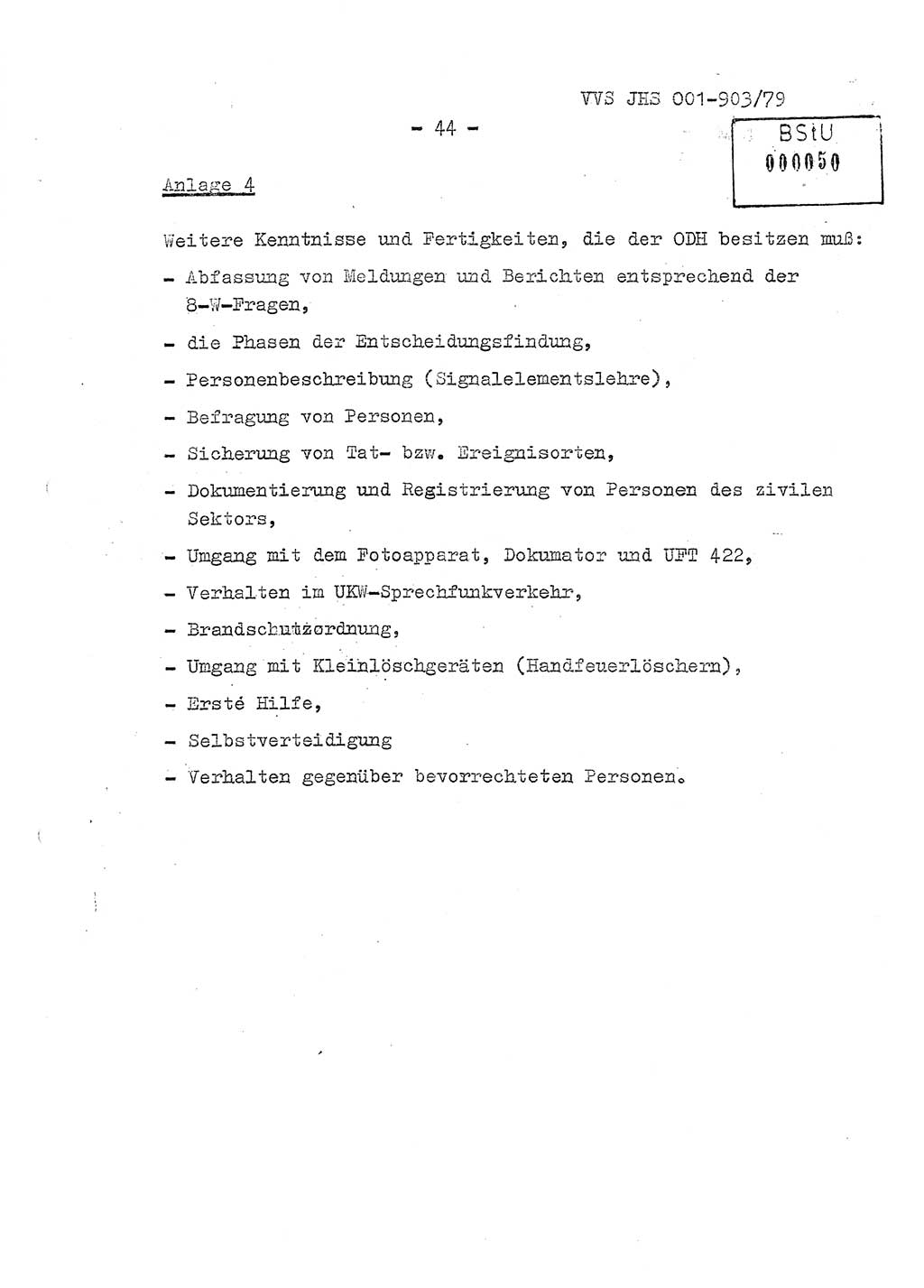 Fachschulabschlußarbeit Oberleutnant Jochen Pfeffer (HA Ⅸ/AGL), Ministerium für Staatssicherheit (MfS) [Deutsche Demokratische Republik (DDR)], Juristische Hochschule (JHS), Vertrauliche Verschlußsache (VVS) 001-903/79, Potsdam 1979, Seite 44 (FS-Abschl.-Arb. MfS DDR JHS VVS 001-903/79 1979, S. 44)