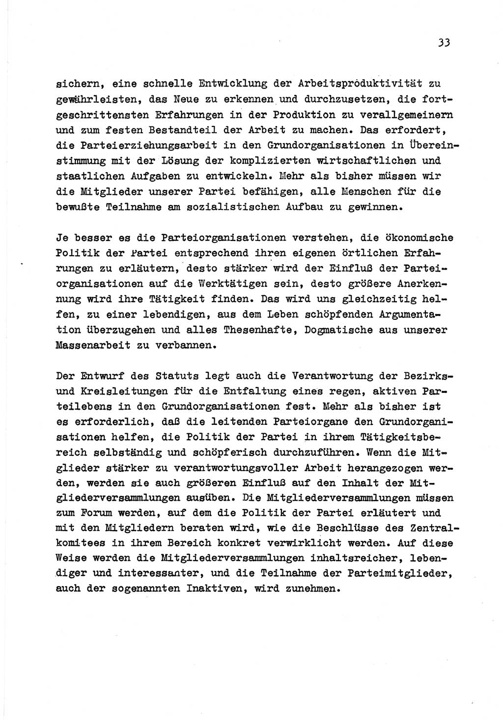 Zu Fragen der Parteiarbeit [Sozialistische Einheitspartei Deutschlands (SED) Deutsche Demokratische Republik (DDR)] 1979, Seite 33 (Fr. PA SED DDR 1979, S. 33)