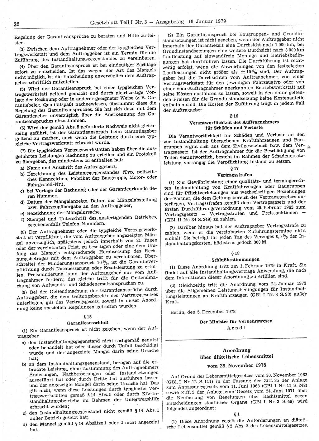 Gesetzblatt (GBl.) der Deutschen Demokratischen Republik (DDR) Teil Ⅰ 1979, Seite 32 (GBl. DDR Ⅰ 1979, S. 32)