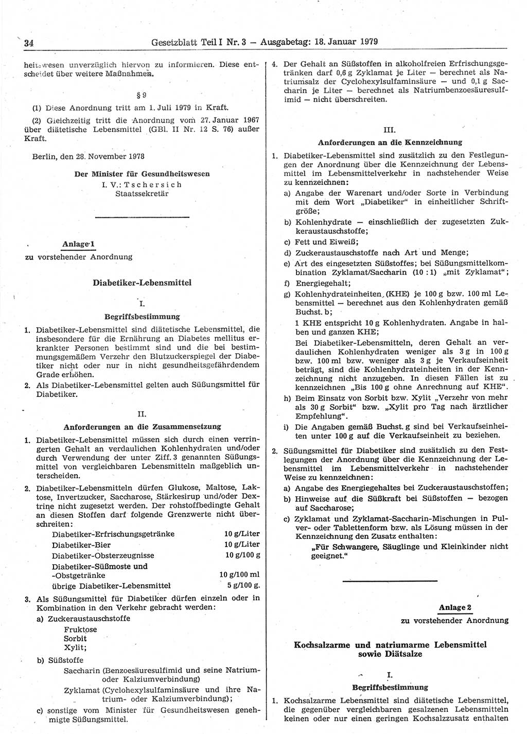 Gesetzblatt (GBl.) der Deutschen Demokratischen Republik (DDR) Teil Ⅰ 1979, Seite 34 (GBl. DDR Ⅰ 1979, S. 34)