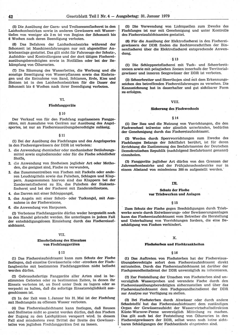 Gesetzblatt (GBl.) der Deutschen Demokratischen Republik (DDR) Teil Ⅰ 1979, Seite 42 (GBl. DDR Ⅰ 1979, S. 42)
