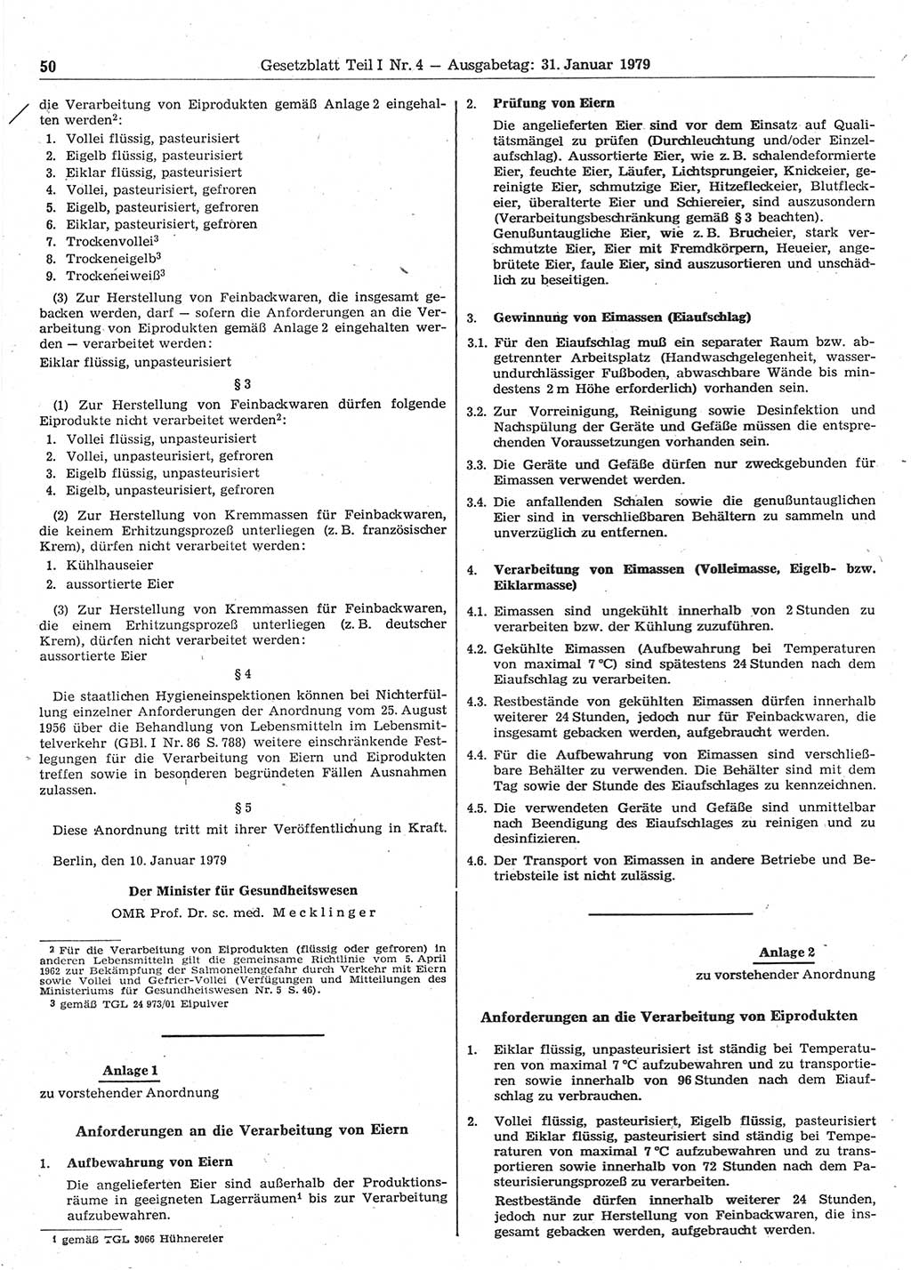 Gesetzblatt (GBl.) der Deutschen Demokratischen Republik (DDR) Teil Ⅰ 1979, Seite 50 (GBl. DDR Ⅰ 1979, S. 50)