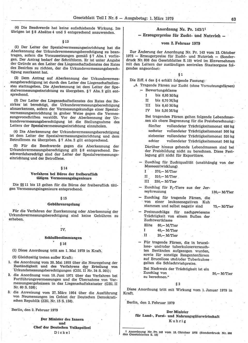 Gesetzblatt (GBl.) der Deutschen Demokratischen Republik (DDR) Teil Ⅰ 1979, Seite 63 (GBl. DDR Ⅰ 1979, S. 63)