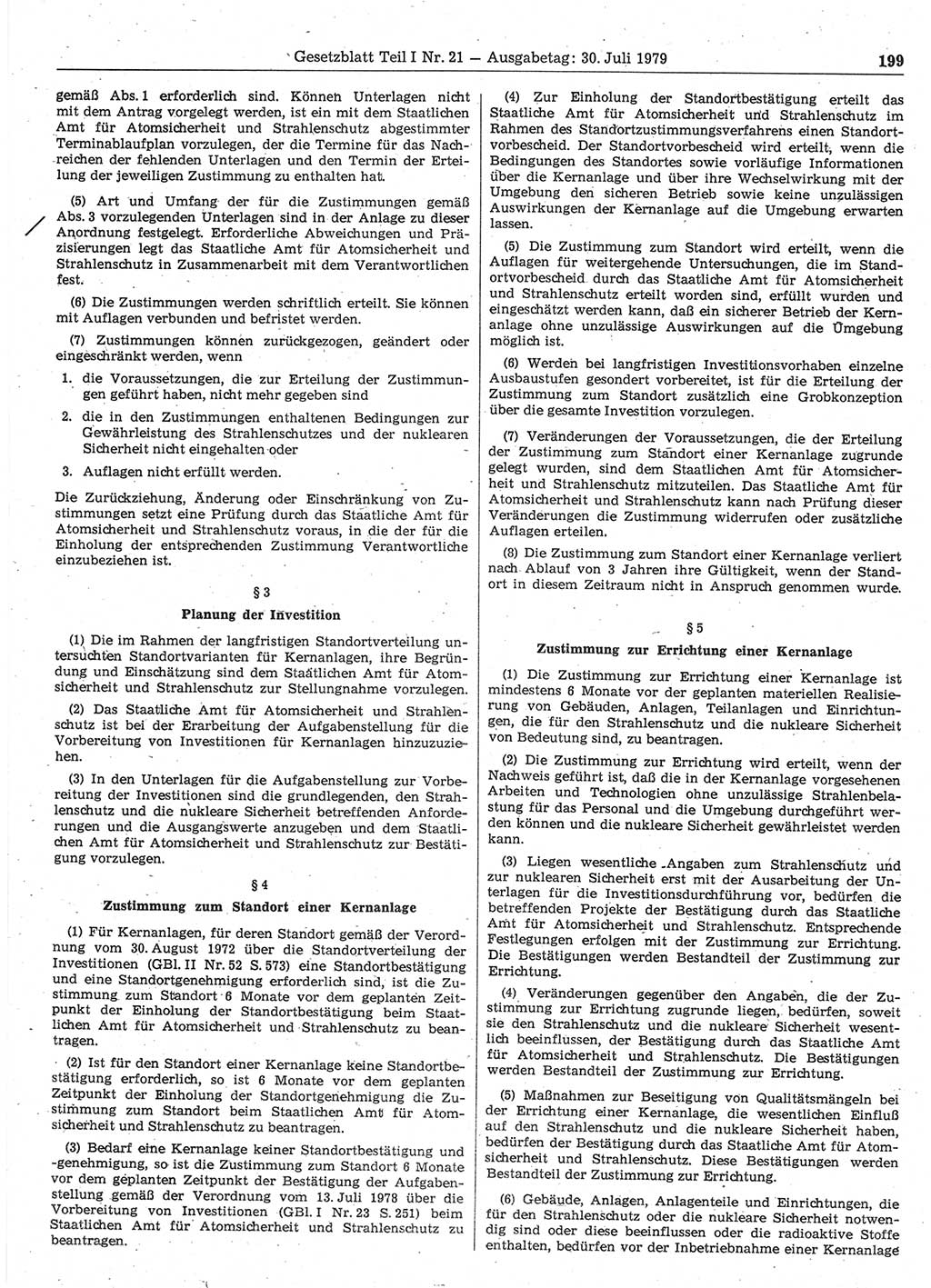 Gesetzblatt (GBl.) der Deutschen Demokratischen Republik (DDR) Teil Ⅰ 1979, Seite 199 (GBl. DDR Ⅰ 1979, S. 199)