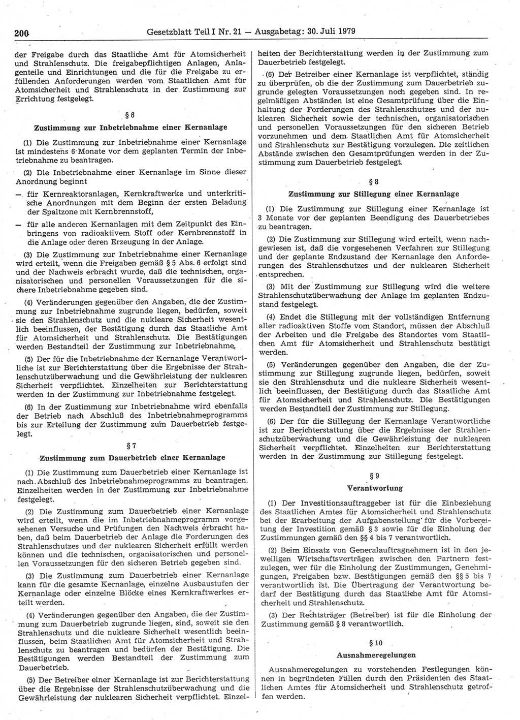 Gesetzblatt (GBl.) der Deutschen Demokratischen Republik (DDR) Teil Ⅰ 1979, Seite 200 (GBl. DDR Ⅰ 1979, S. 200)