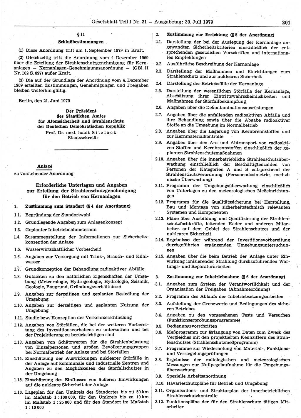 Gesetzblatt (GBl.) der Deutschen Demokratischen Republik (DDR) Teil Ⅰ 1979, Seite 201 (GBl. DDR Ⅰ 1979, S. 201)