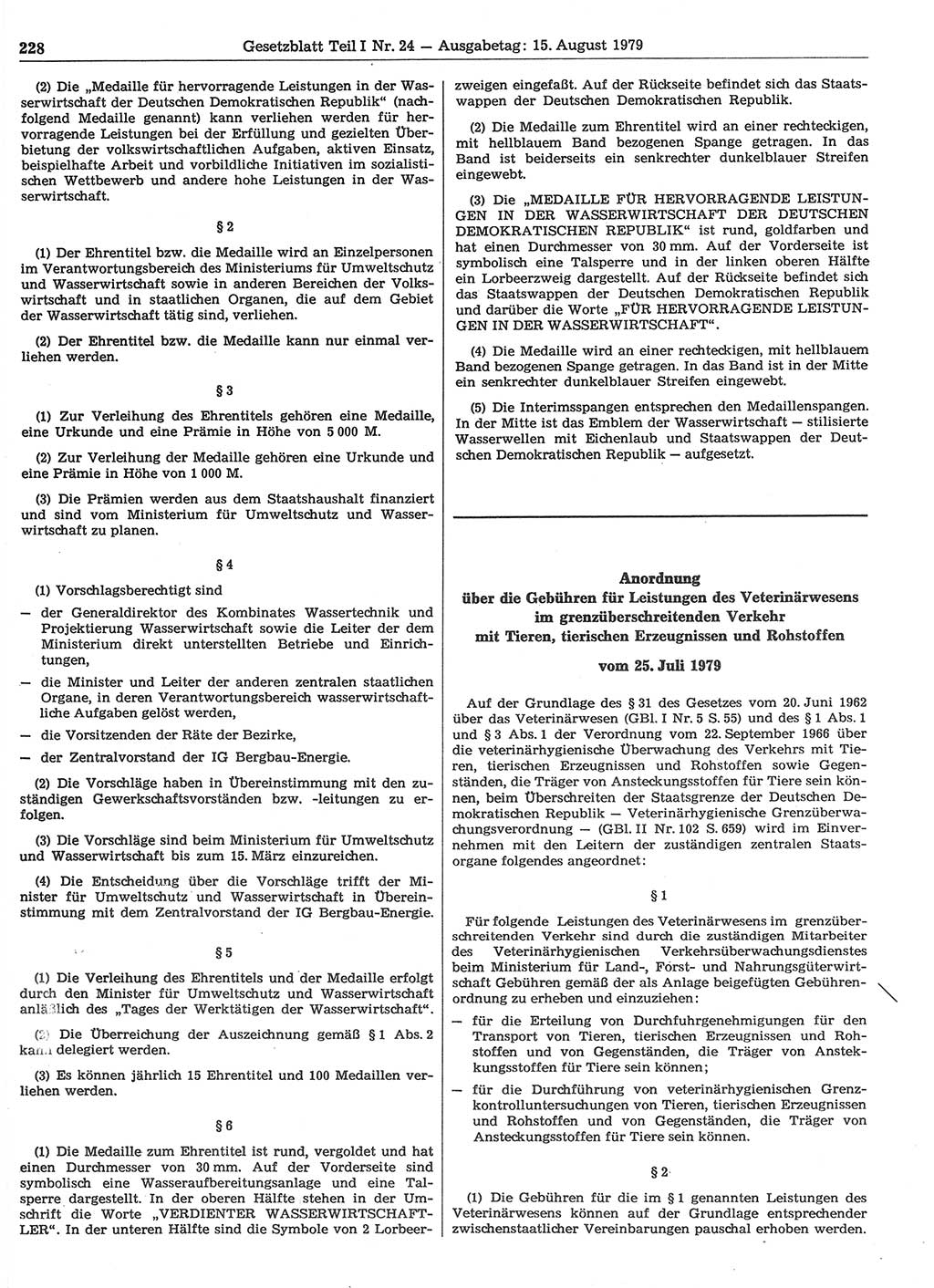 Gesetzblatt (GBl.) der Deutschen Demokratischen Republik (DDR) Teil Ⅰ 1979, Seite 228 (GBl. DDR Ⅰ 1979, S. 228)