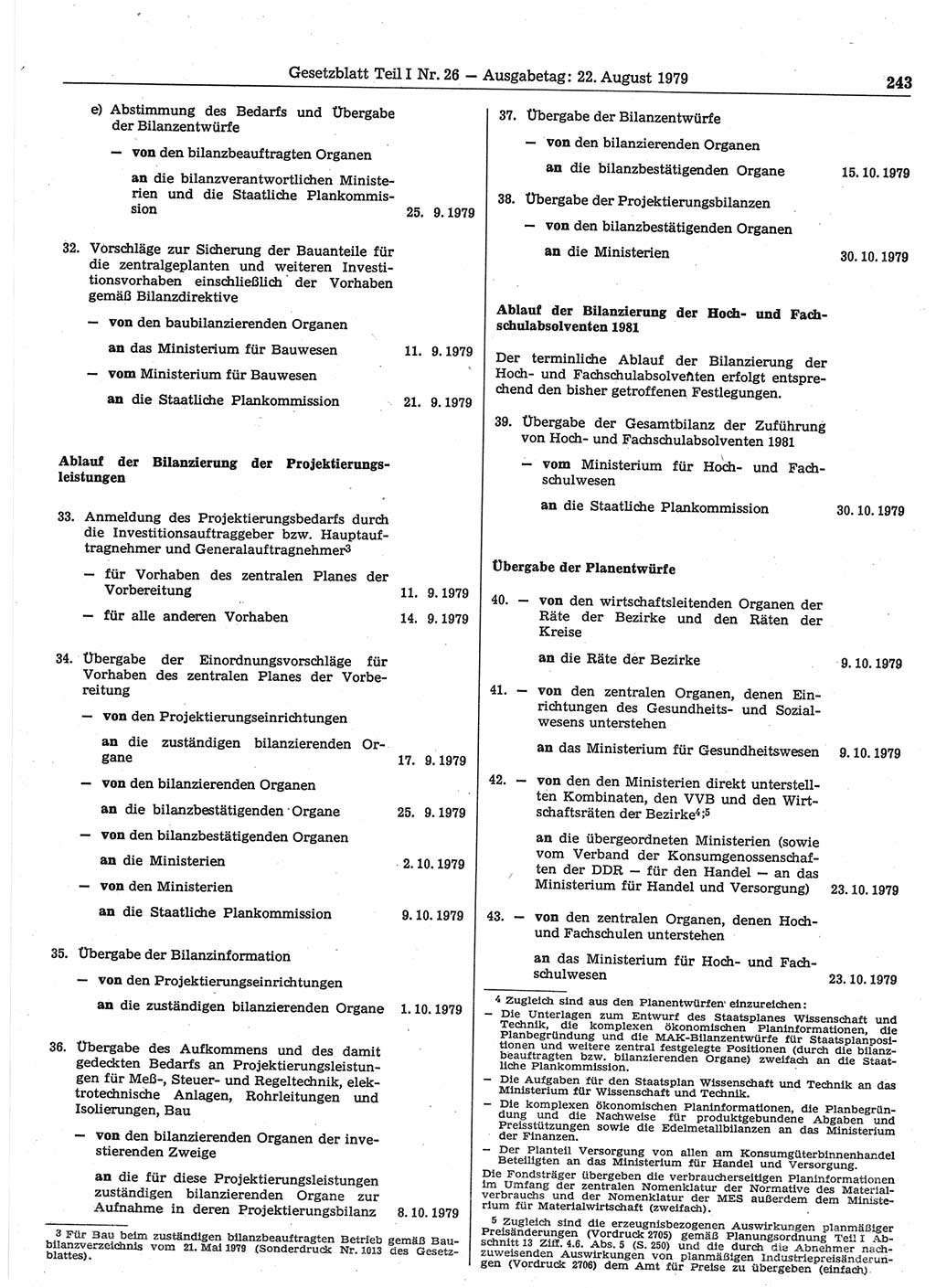 Gesetzblatt (GBl.) der Deutschen Demokratischen Republik (DDR) Teil Ⅰ 1979, Seite 243 (GBl. DDR Ⅰ 1979, S. 243)