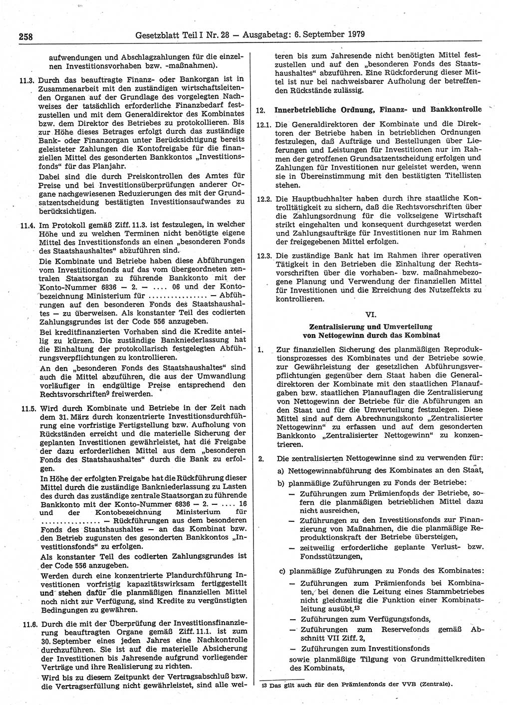 Gesetzblatt (GBl.) der Deutschen Demokratischen Republik (DDR) Teil Ⅰ 1979, Seite 258 (GBl. DDR Ⅰ 1979, S. 258)