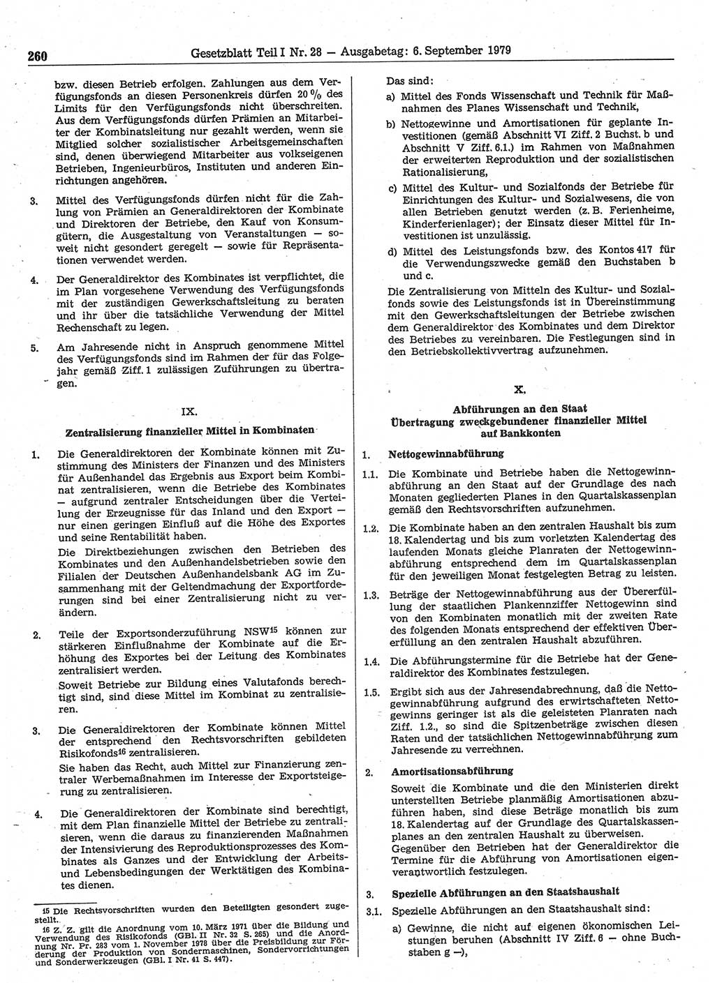 Gesetzblatt (GBl.) der Deutschen Demokratischen Republik (DDR) Teil Ⅰ 1979, Seite 260 (GBl. DDR Ⅰ 1979, S. 260)