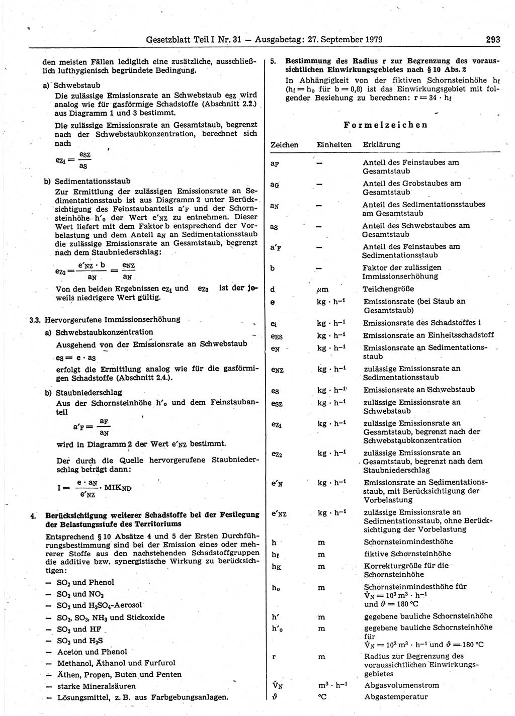 Gesetzblatt (GBl.) der Deutschen Demokratischen Republik (DDR) Teil Ⅰ 1979, Seite 293 (GBl. DDR Ⅰ 1979, S. 293)