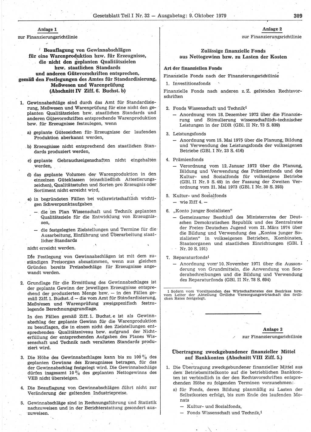 Gesetzblatt (GBl.) der Deutschen Demokratischen Republik (DDR) Teil Ⅰ 1979, Seite 309 (GBl. DDR Ⅰ 1979, S. 309)