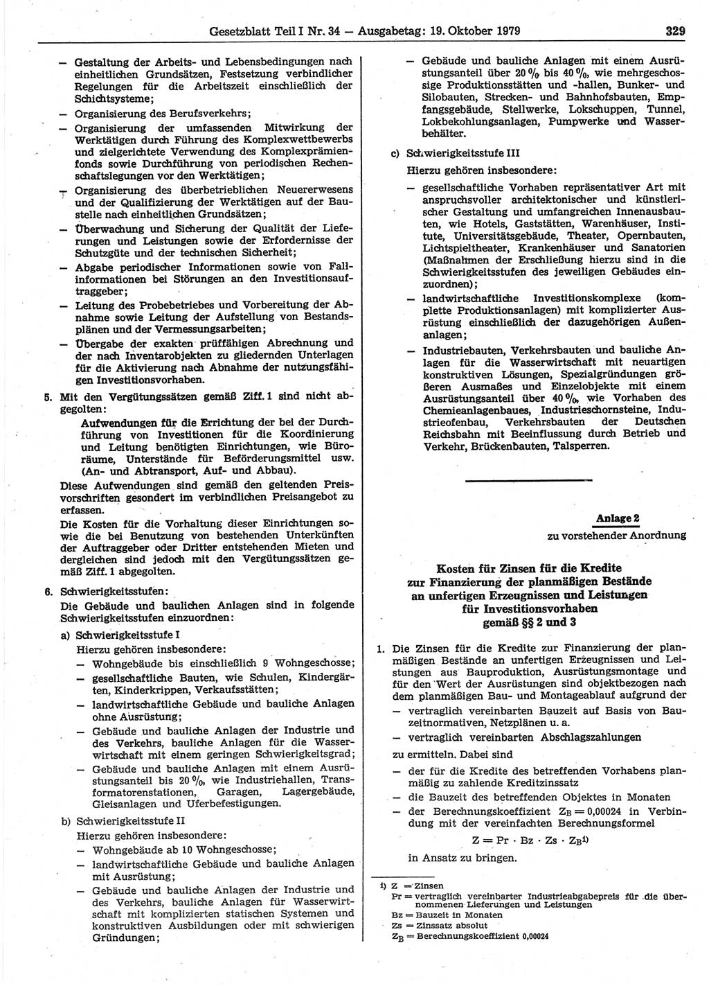 Gesetzblatt (GBl.) der Deutschen Demokratischen Republik (DDR) Teil Ⅰ 1979, Seite 329 (GBl. DDR Ⅰ 1979, S. 329)