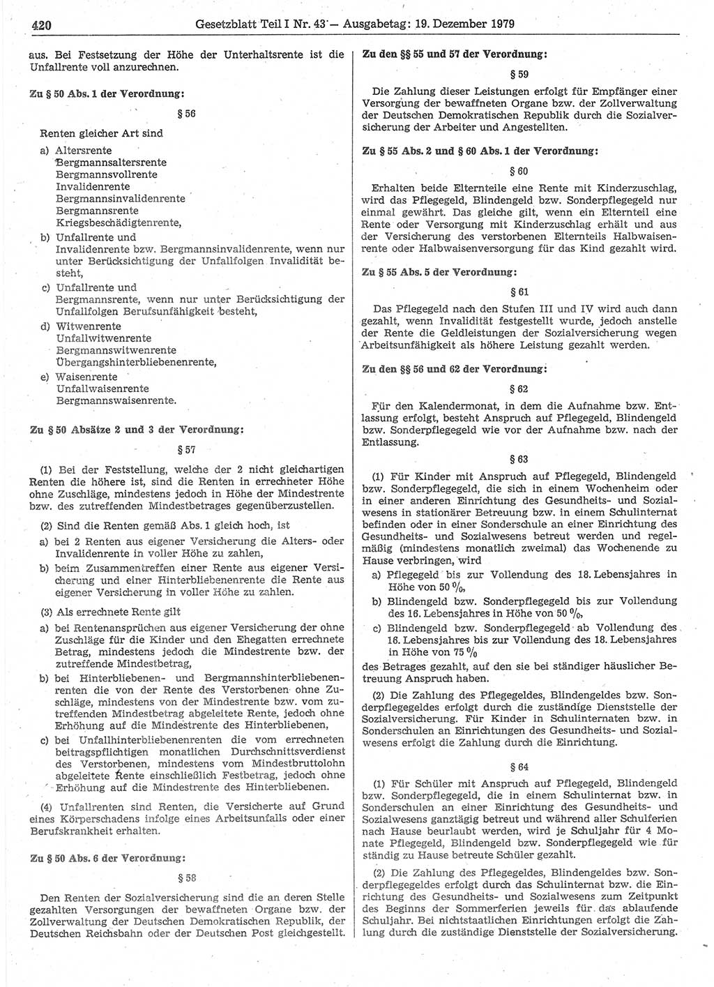 Gesetzblatt (GBl.) der Deutschen Demokratischen Republik (DDR) Teil Ⅰ 1979, Seite 420 (GBl. DDR Ⅰ 1979, S. 420)