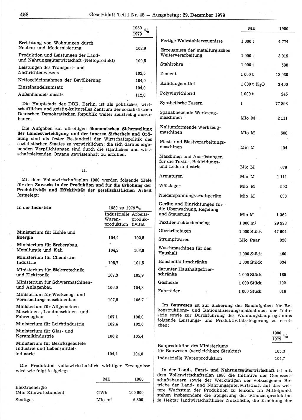 Gesetzblatt (GBl.) der Deutschen Demokratischen Republik (DDR) Teil Ⅰ 1979, Seite 458 (GBl. DDR Ⅰ 1979, S. 458)
