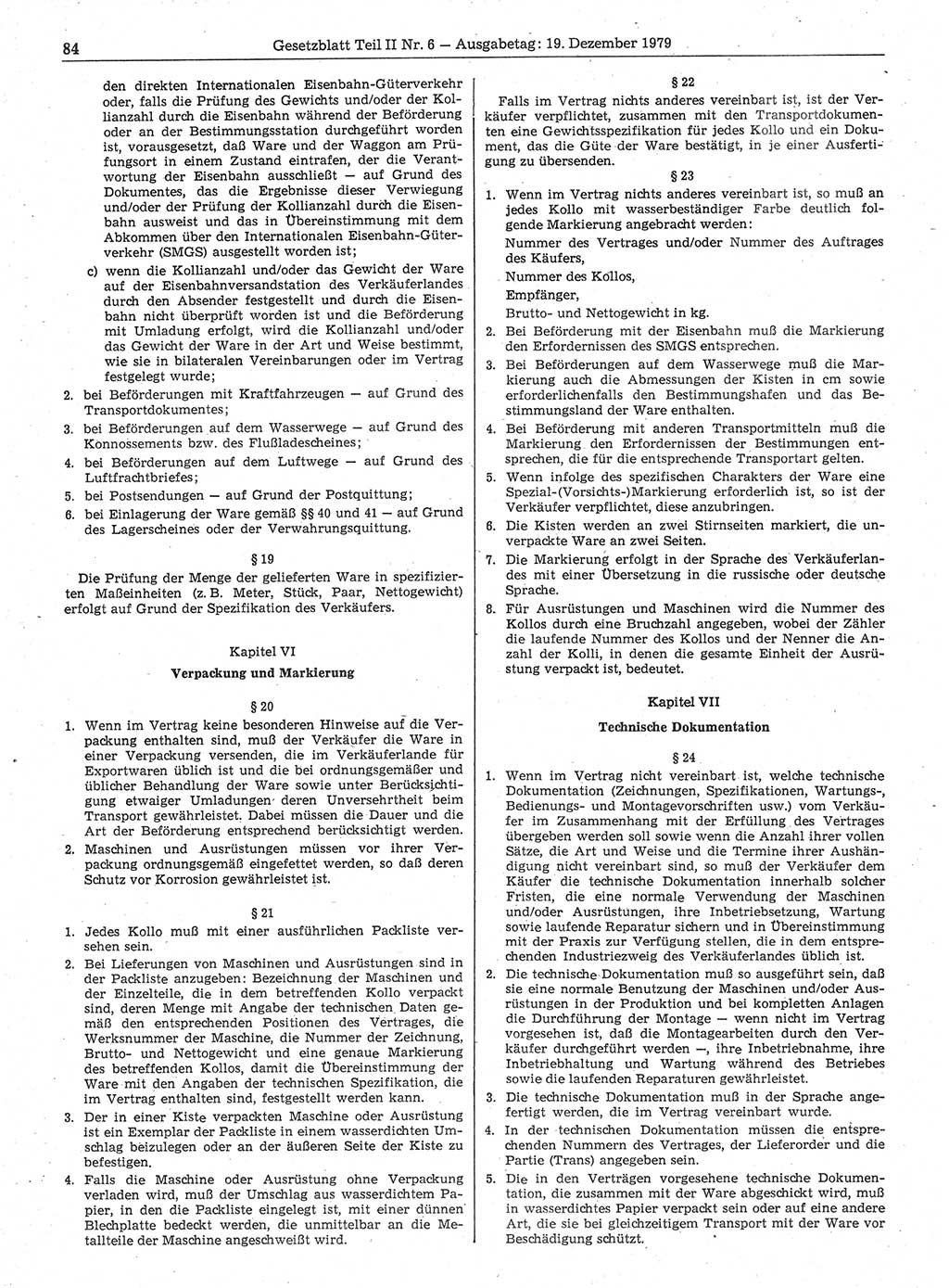 Gesetzblatt (GBl.) der Deutschen Demokratischen Republik (DDR) Teil ⅠⅠ 1979, Seite 84 (GBl. DDR ⅠⅠ 1979, S. 84)