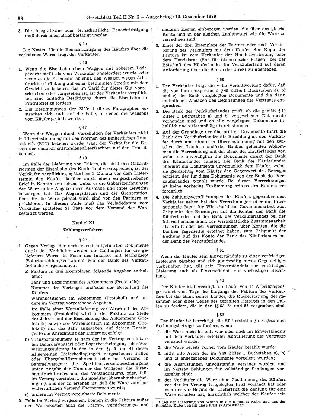 Gesetzblatt (GBl.) der Deutschen Demokratischen Republik (DDR) Teil ⅠⅠ 1979, Seite 88 (GBl. DDR ⅠⅠ 1979, S. 88)