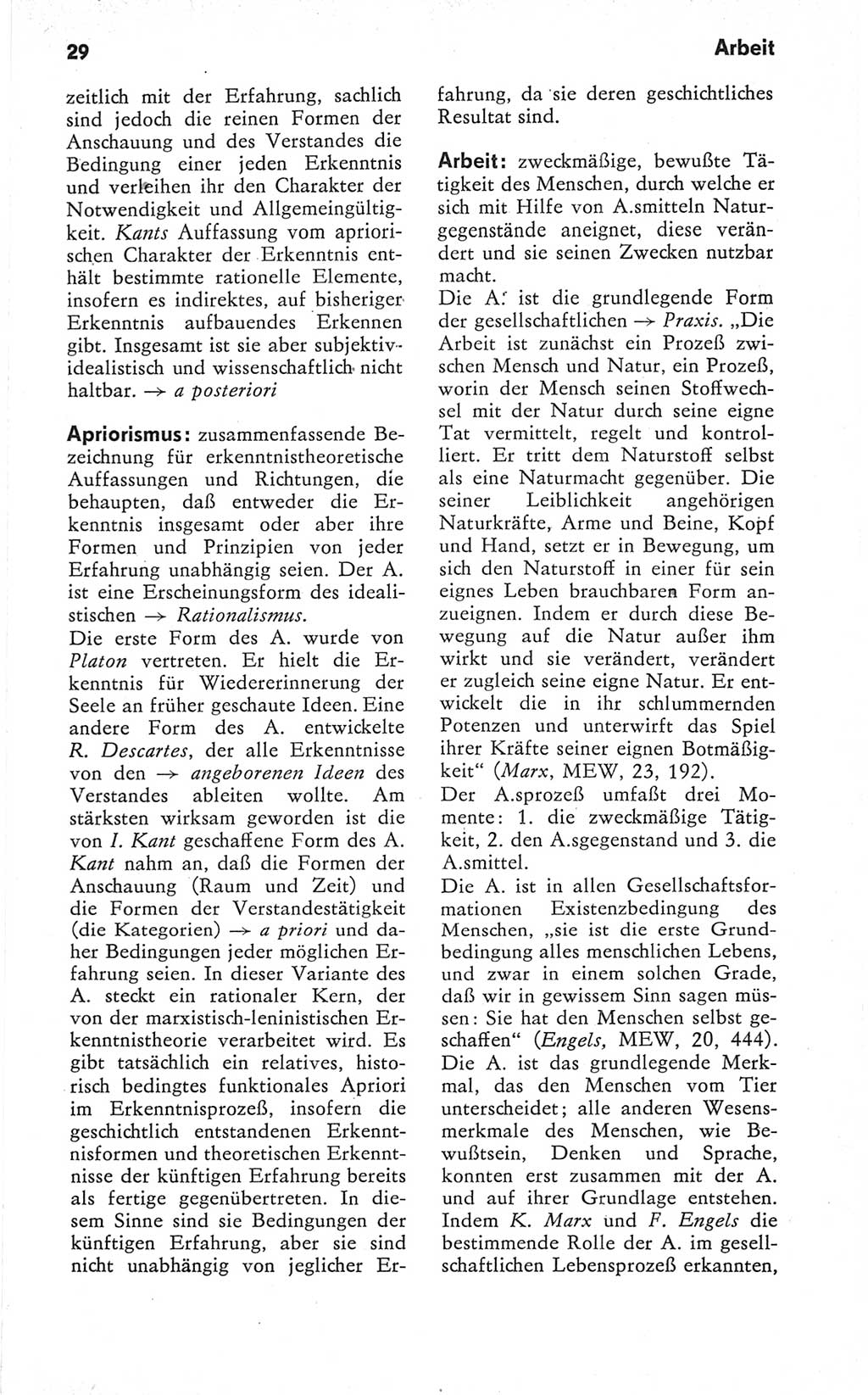 Kleines Wörterbuch der marxistisch-leninistischen Philosophie [Deutsche Demokratische Republik (DDR)] 1979, Seite 29 (Kl. Wb. ML Phil. DDR 1979, S. 29)