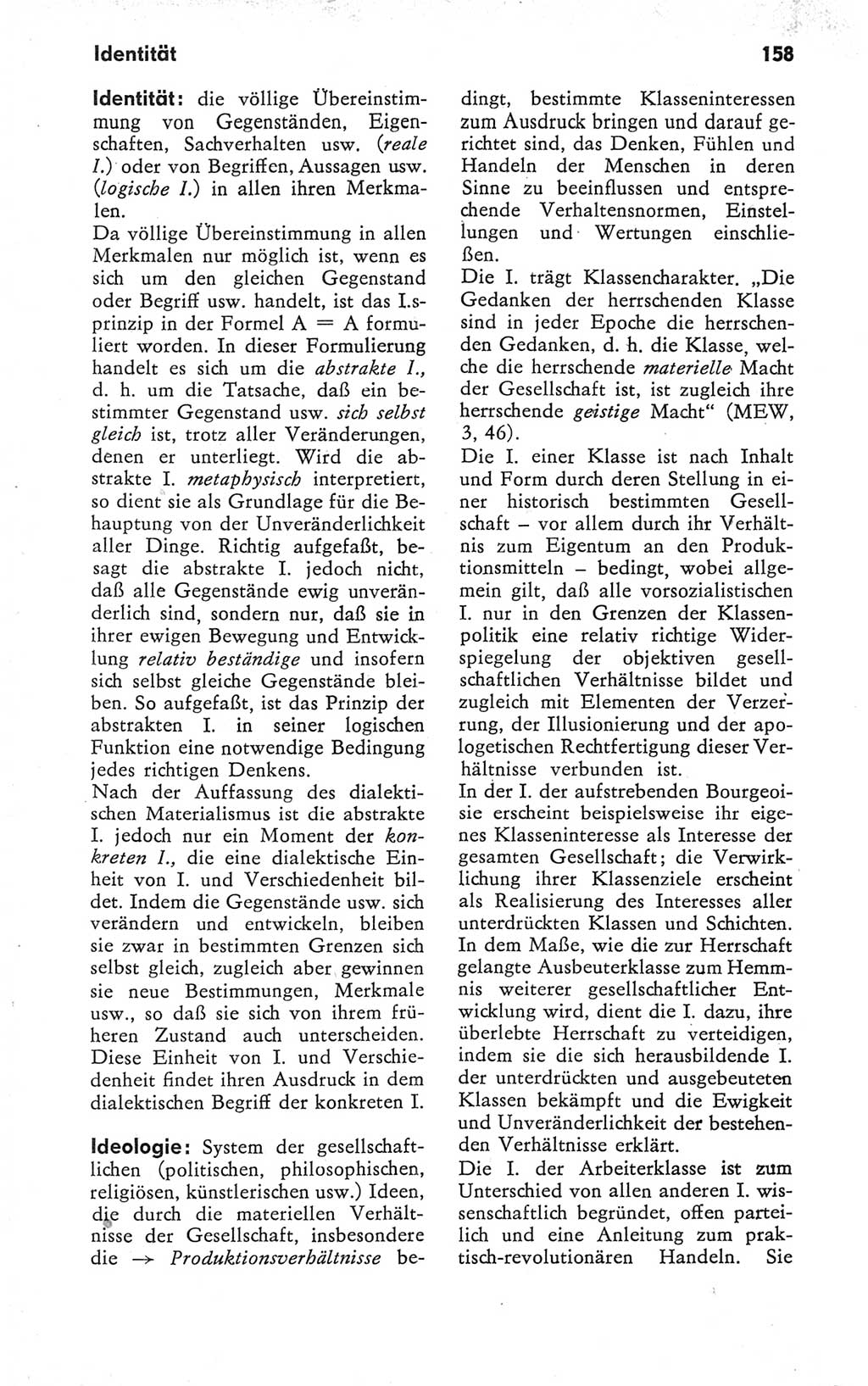Kleines Wörterbuch der marxistisch-leninistischen Philosophie [Deutsche Demokratische Republik (DDR)] 1979, Seite 158 (Kl. Wb. ML Phil. DDR 1979, S. 158)