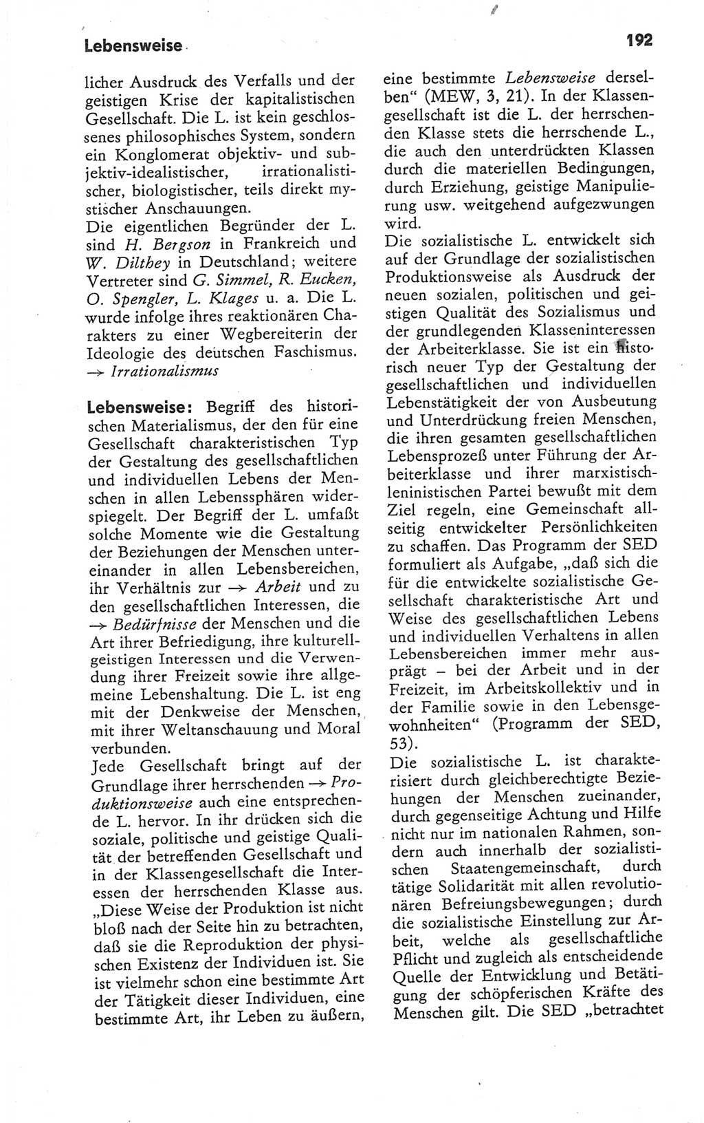 Kleines Wörterbuch der marxistisch-leninistischen Philosophie [Deutsche Demokratische Republik (DDR)] 1979, Seite 192 (Kl. Wb. ML Phil. DDR 1979, S. 192)