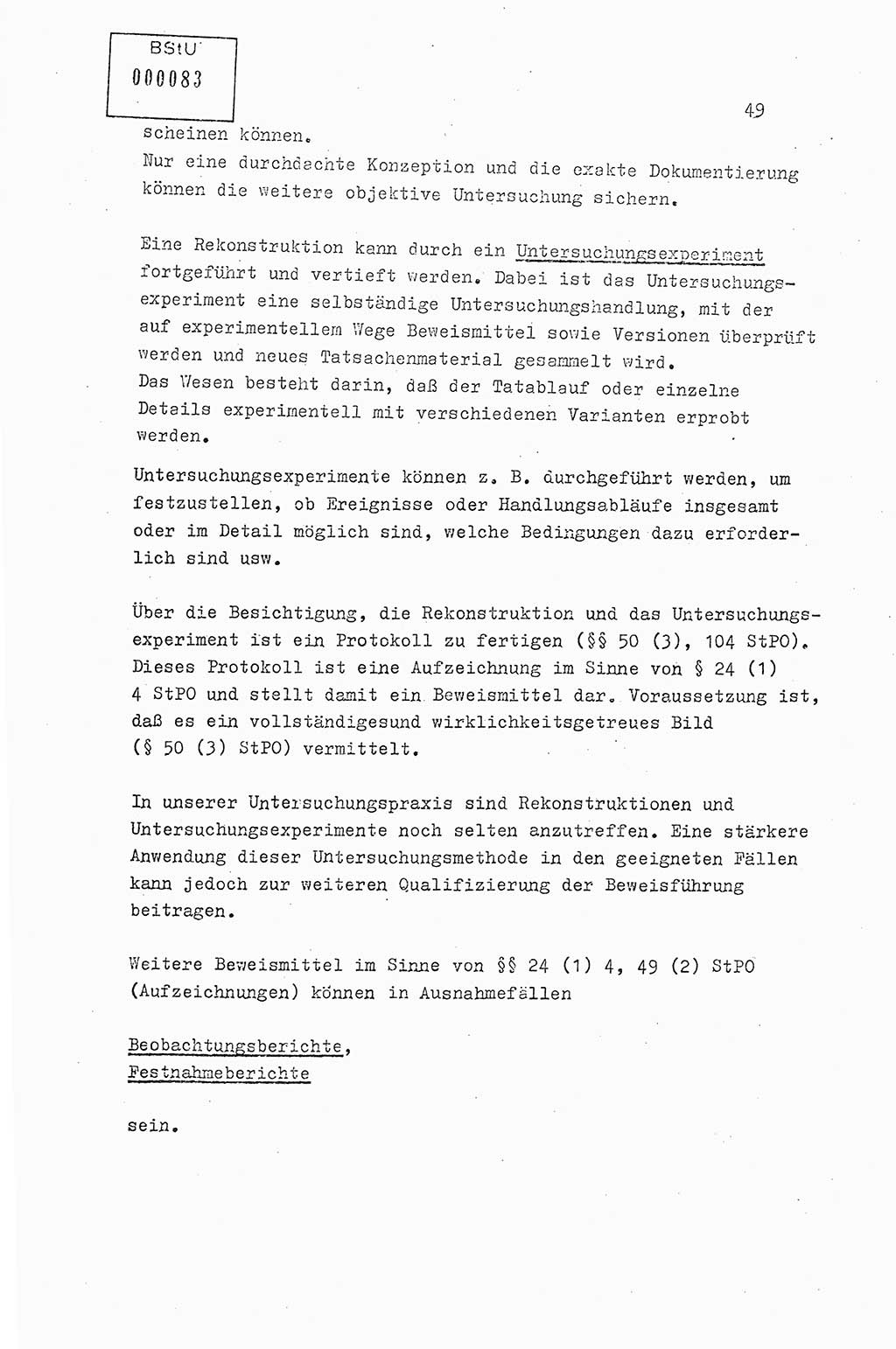 Lektion Ministerium für Staatssicherheit (MfS) [Deutsche Demokratische Republik (DDR)], Hauptabteilung (HA) Ⅸ, Berlin 1979, Seite 49 (Lekt. Bew.-Fü. EV MfS DDR HA Ⅸ 1979, S. 49)