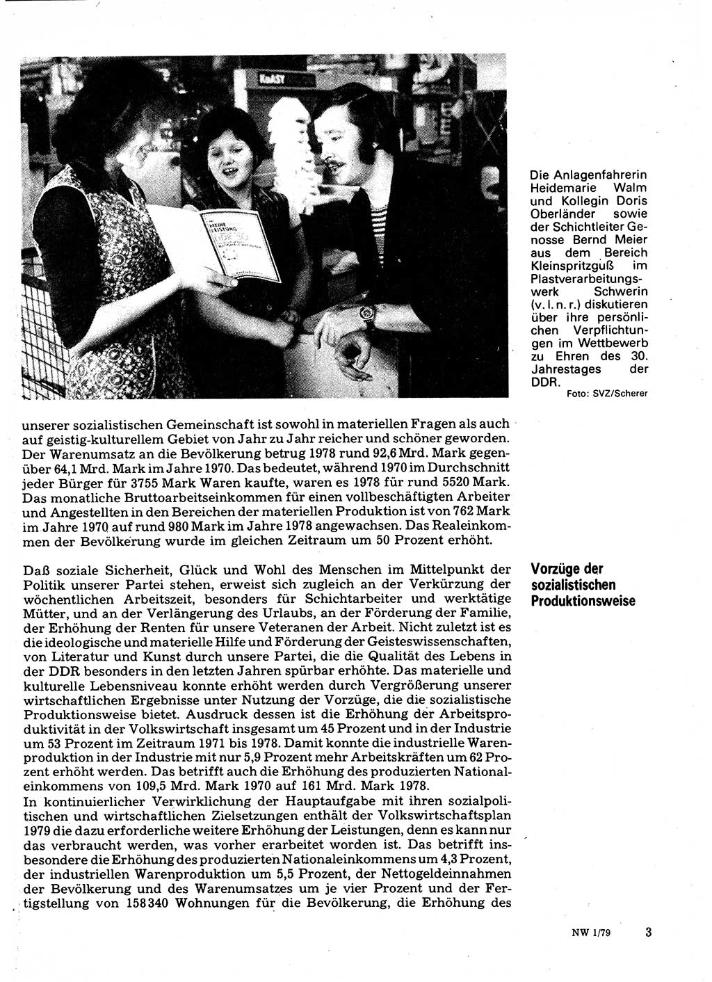 Neuer Weg (NW), Organ des Zentralkomitees (ZK) der SED (Sozialistische Einheitspartei Deutschlands) für Fragen des Parteilebens, 34. Jahrgang [Deutsche Demokratische Republik (DDR)] 1979, Seite 3 (NW ZK SED DDR 1979, S. 3)