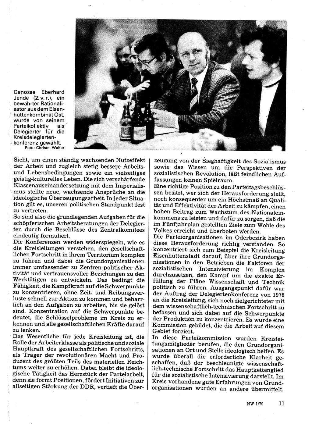 Neuer Weg (NW), Organ des Zentralkomitees (ZK) der SED (Sozialistische Einheitspartei Deutschlands) für Fragen des Parteilebens, 34. Jahrgang [Deutsche Demokratische Republik (DDR)] 1979, Seite 11 (NW ZK SED DDR 1979, S. 11)