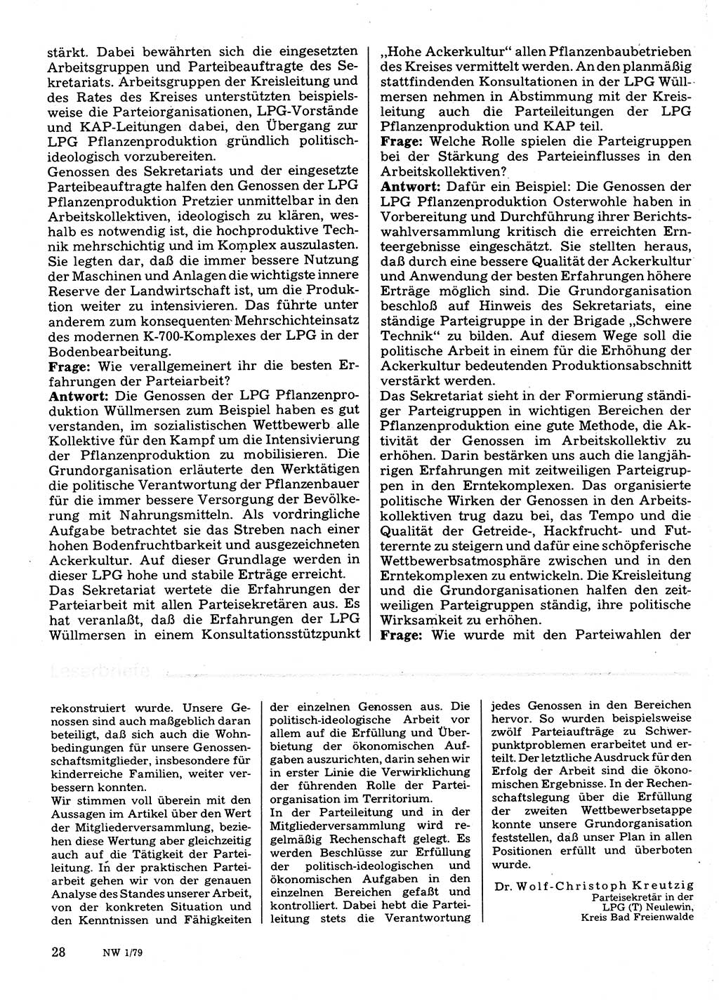 Neuer Weg (NW), Organ des Zentralkomitees (ZK) der SED (Sozialistische Einheitspartei Deutschlands) für Fragen des Parteilebens, 34. Jahrgang [Deutsche Demokratische Republik (DDR)] 1979, Seite 28 (NW ZK SED DDR 1979, S. 28)