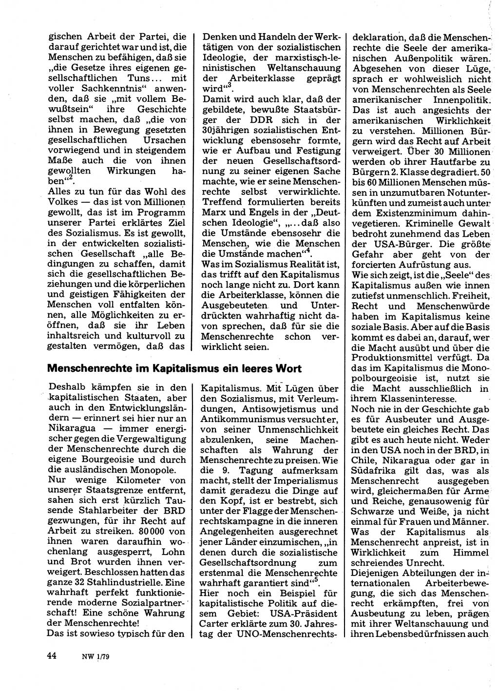 Neuer Weg (NW), Organ des Zentralkomitees (ZK) der SED (Sozialistische Einheitspartei Deutschlands) für Fragen des Parteilebens, 34. Jahrgang [Deutsche Demokratische Republik (DDR)] 1979, Seite 44 (NW ZK SED DDR 1979, S. 44)