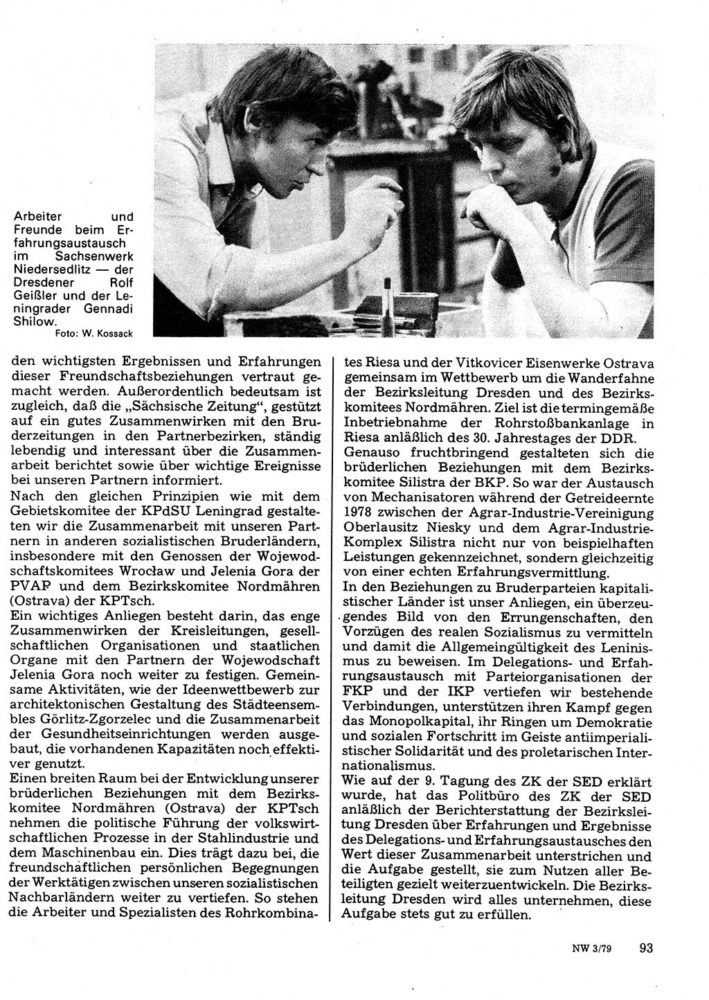 Neuer Weg (NW), Organ des Zentralkomitees (ZK) der SED (Sozialistische Einheitspartei Deutschlands) für Fragen des Parteilebens, 34. Jahrgang [Deutsche Demokratische Republik (DDR)] 1979, Seite 93 (NW ZK SED DDR 1979, S. 93)